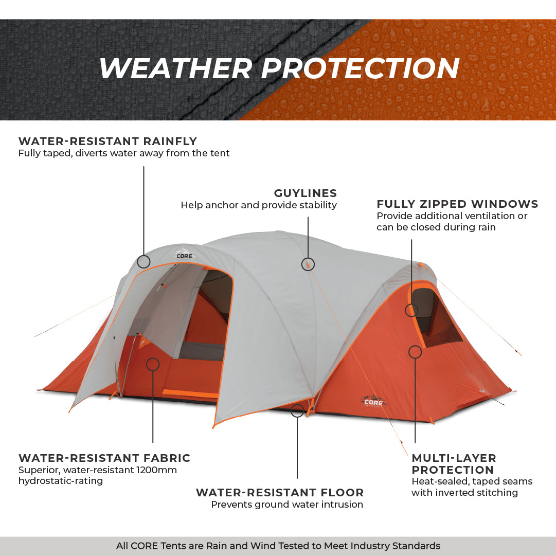 9 Person Extended Dome Plus Tent with Vestibule 16' x 9'