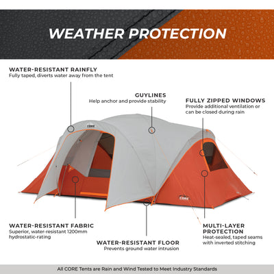 9 Person Extended Dome Plus Tent with Vestibule 16' x 9'