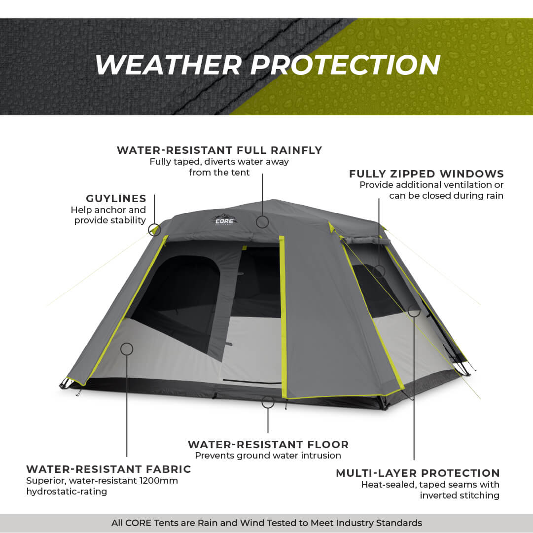 6 Person Instant Cabin Tent with Full Rainfly