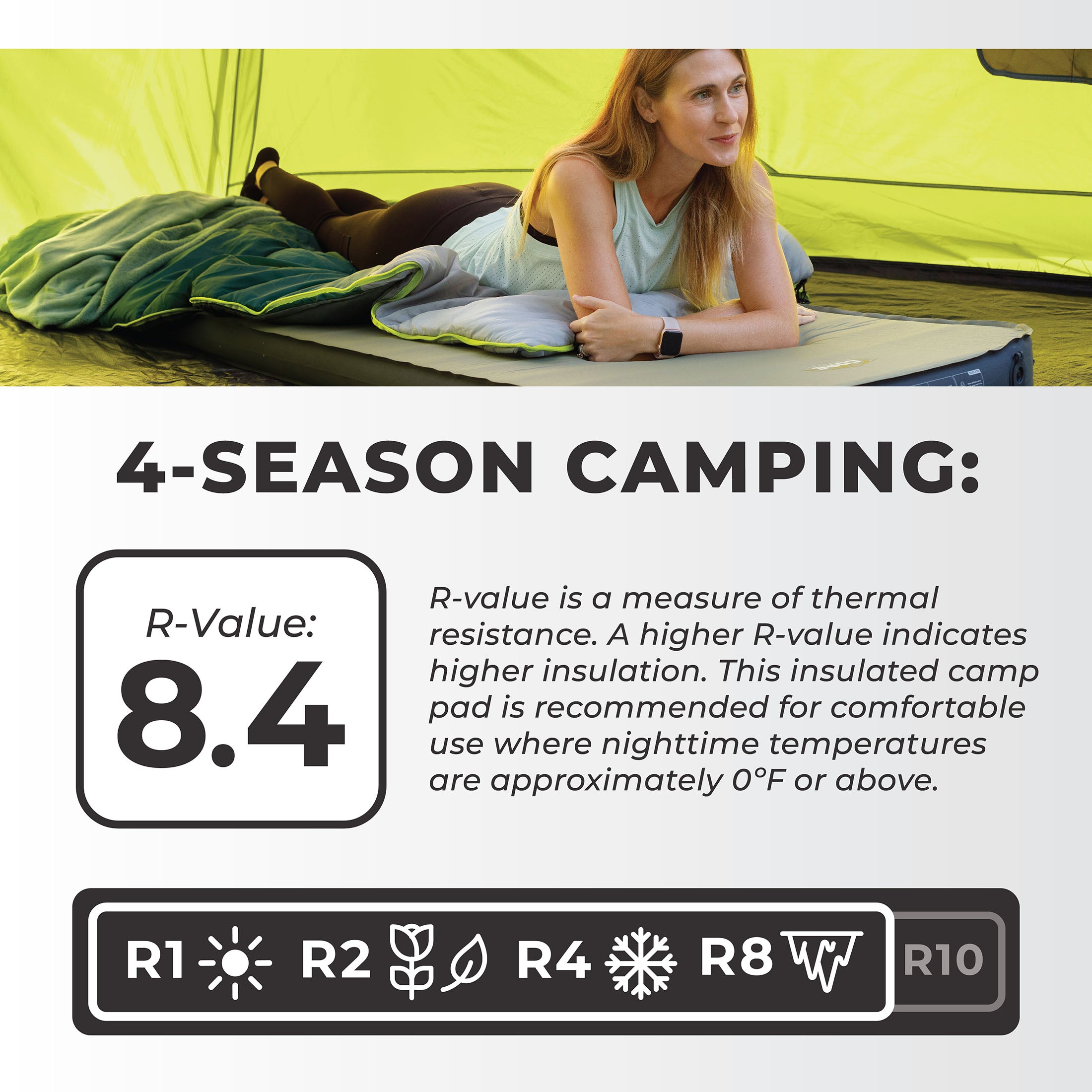 4 Season Long Wide Self Inflating Camping Bed