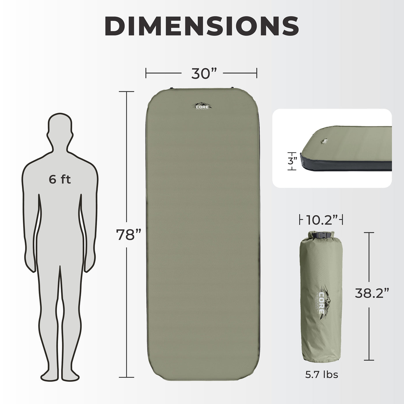 4 Season Long Wide Self Inflating Camping Bed