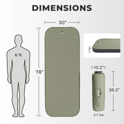 4 Season Long Wide Self Inflating Camping Bed