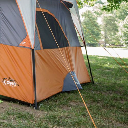 Close up of ground vent on a CORE 10 person straight wall cabin tent.