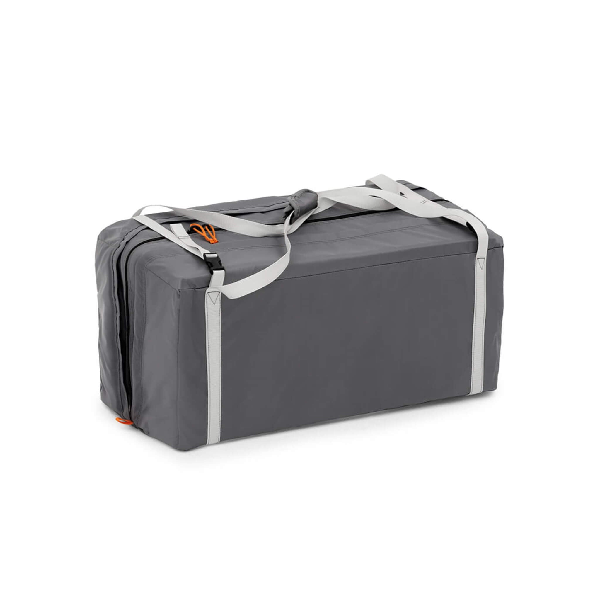 CORE 10 person cabin tent with full rainfly packed inside durable gray storage bag with handles for easy transport.