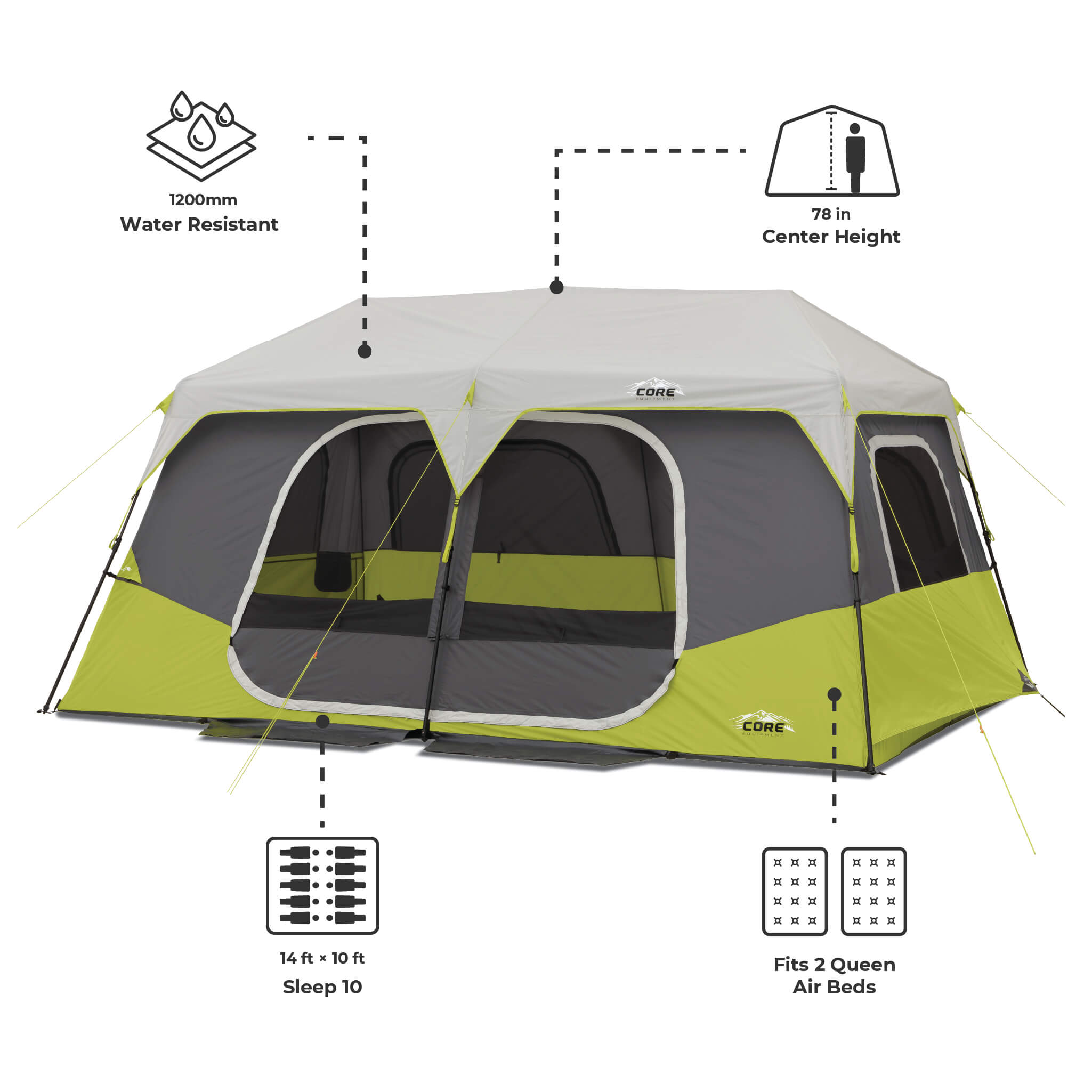 10 Person Instant Cabin Tent – Core Equipment