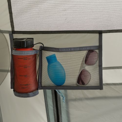 Close-up of storage pockets on CORE 10 person lighted instant cabin tent.