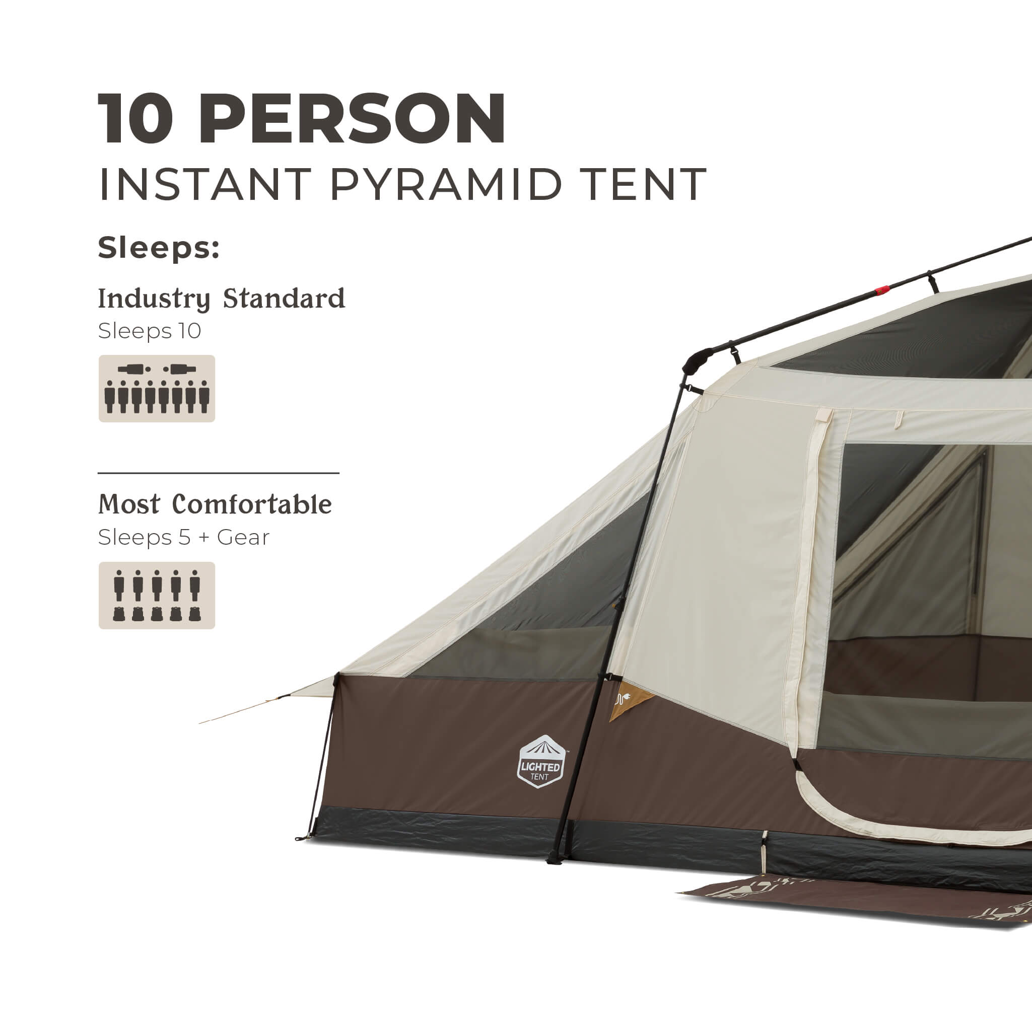 10 Person Lighted Instant Pyramid Tent – Core Equipment
