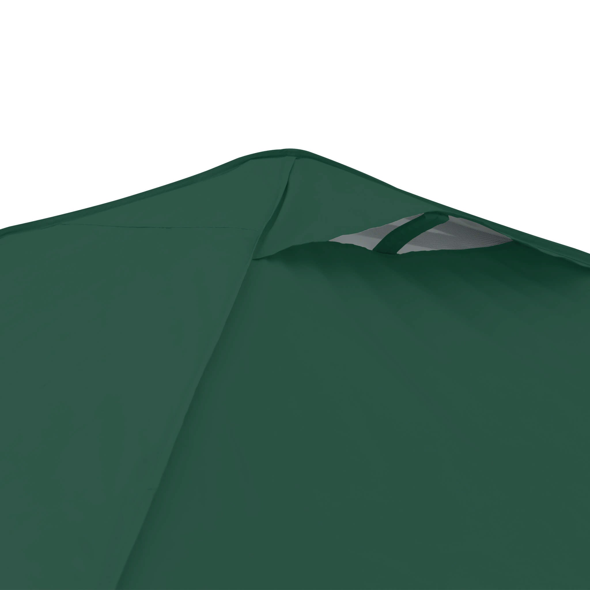 Detailed view of vented roof on the CORE 10x10 Center Push canopy top in forest green, designed for increased airflow and heat reduction.