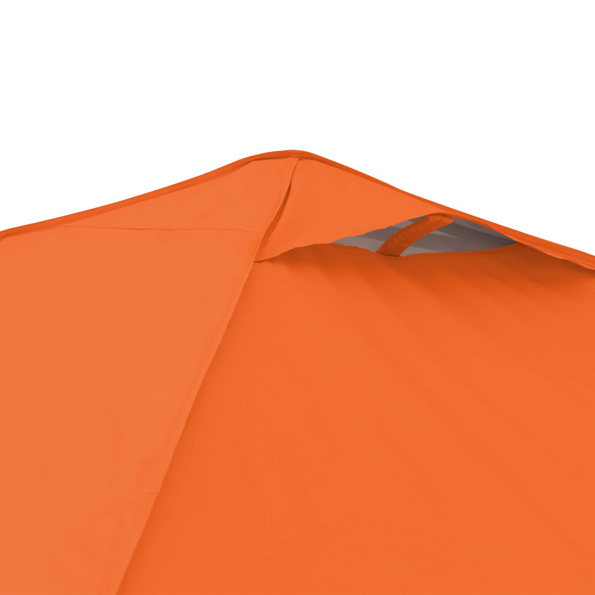 Detailed view of vented roof on the CORE 10x10 Center Push canopy top in orange, designed for increased airflow and heat reduction.