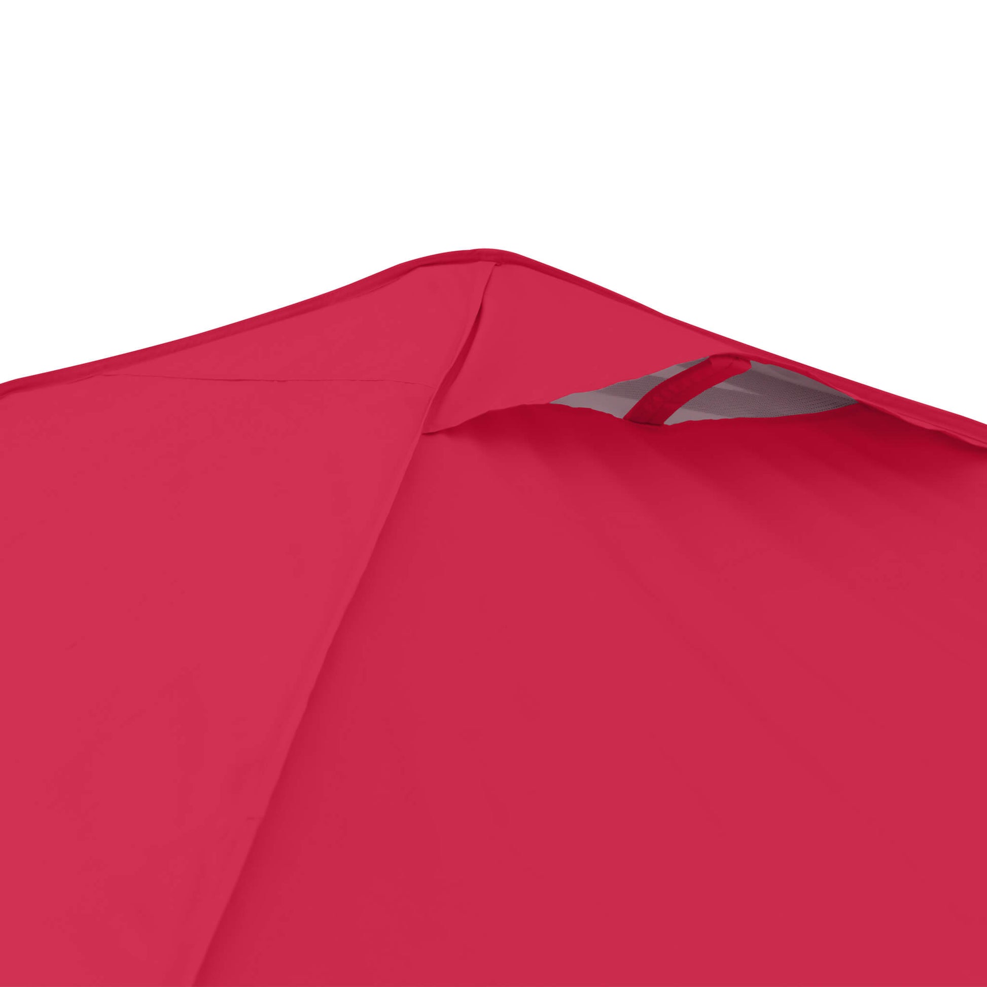 Detailed view of vented roof on the CORE 10x10 Center Push canopy top in red, designed for increased airflow and heat reduction.