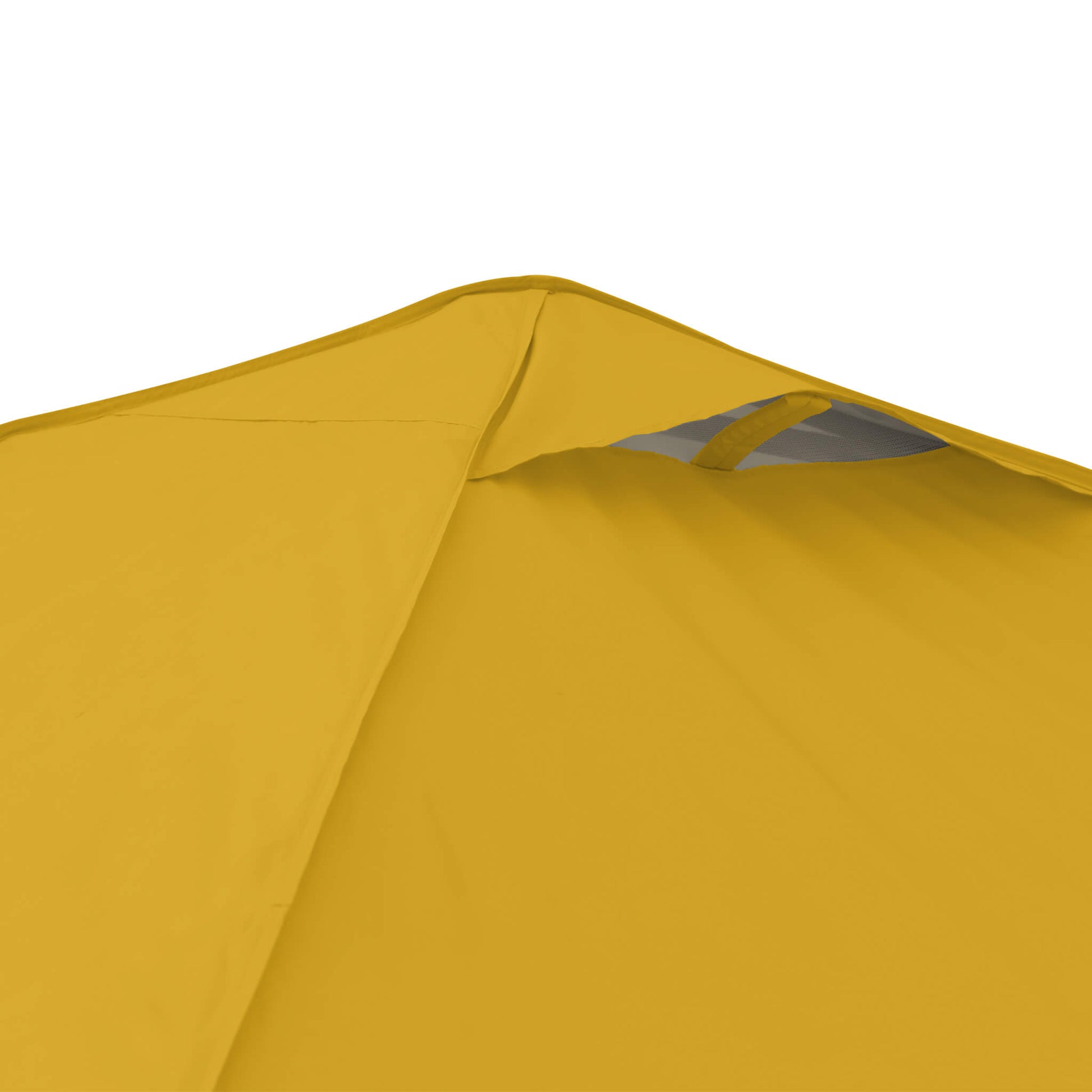 Detailed view of vented roof on the CORE 10x10 Center Push canopy top in yellow gold, designed for increased airflow and heat reduction.