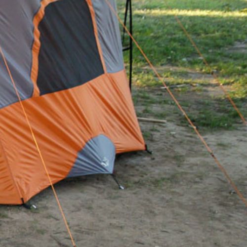 Close up of ground vent on a CORE 11 person cabin tent with screen room.