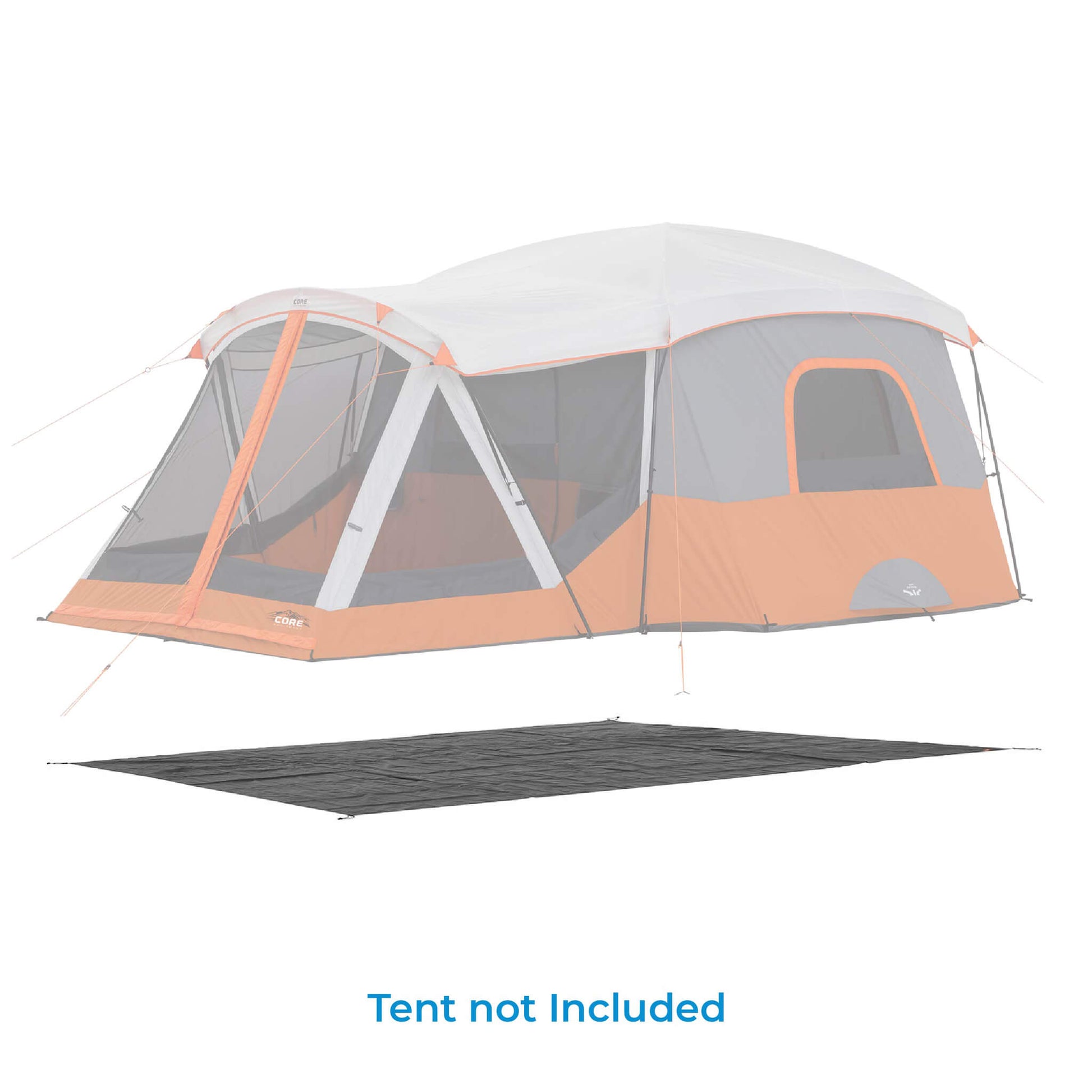 Chart showing CORE 11 person cabin tent footprint compatibility.