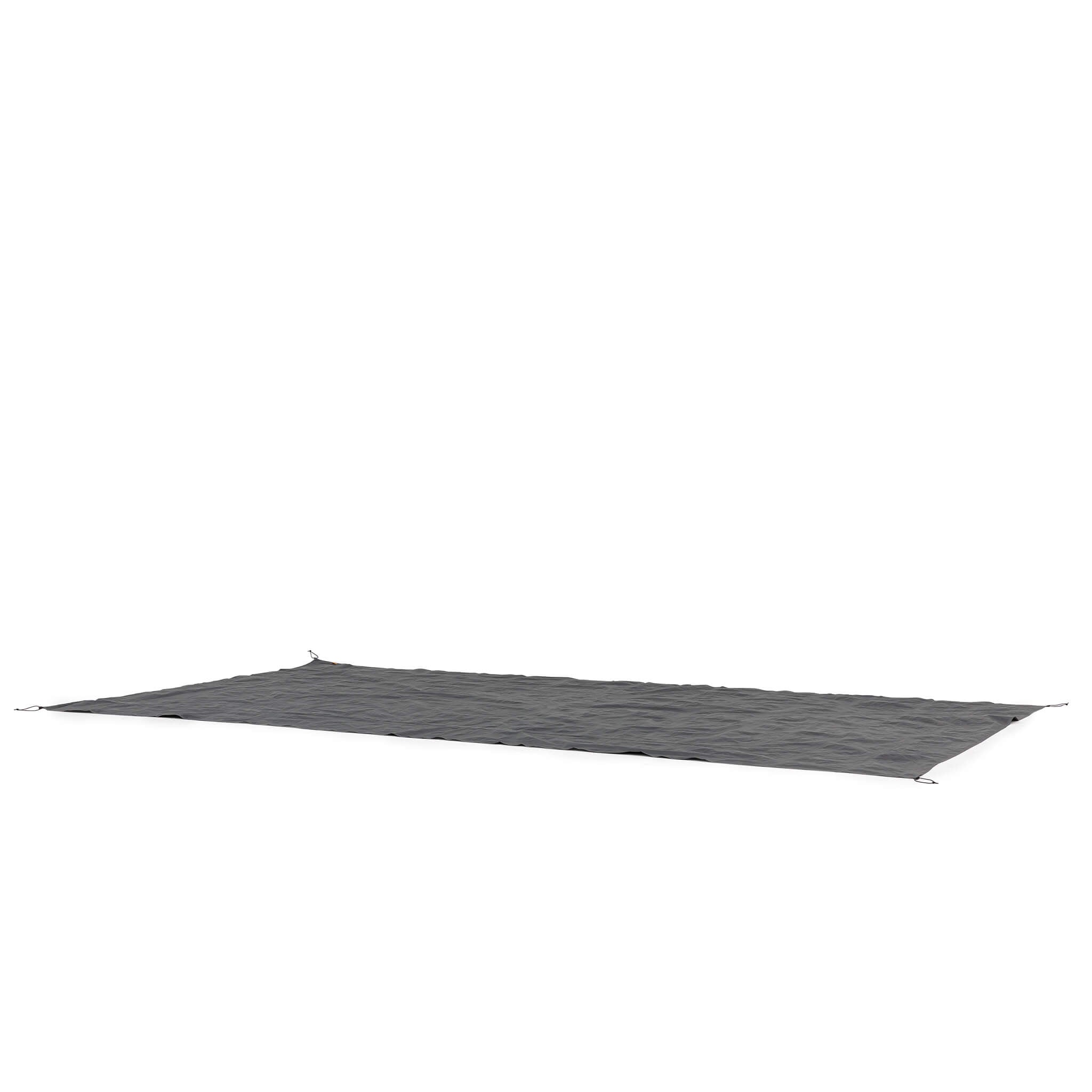 Angled view of CORE 11 person extended dome tent footprint showing waterproof design and contoured shape for easy tent alignment.