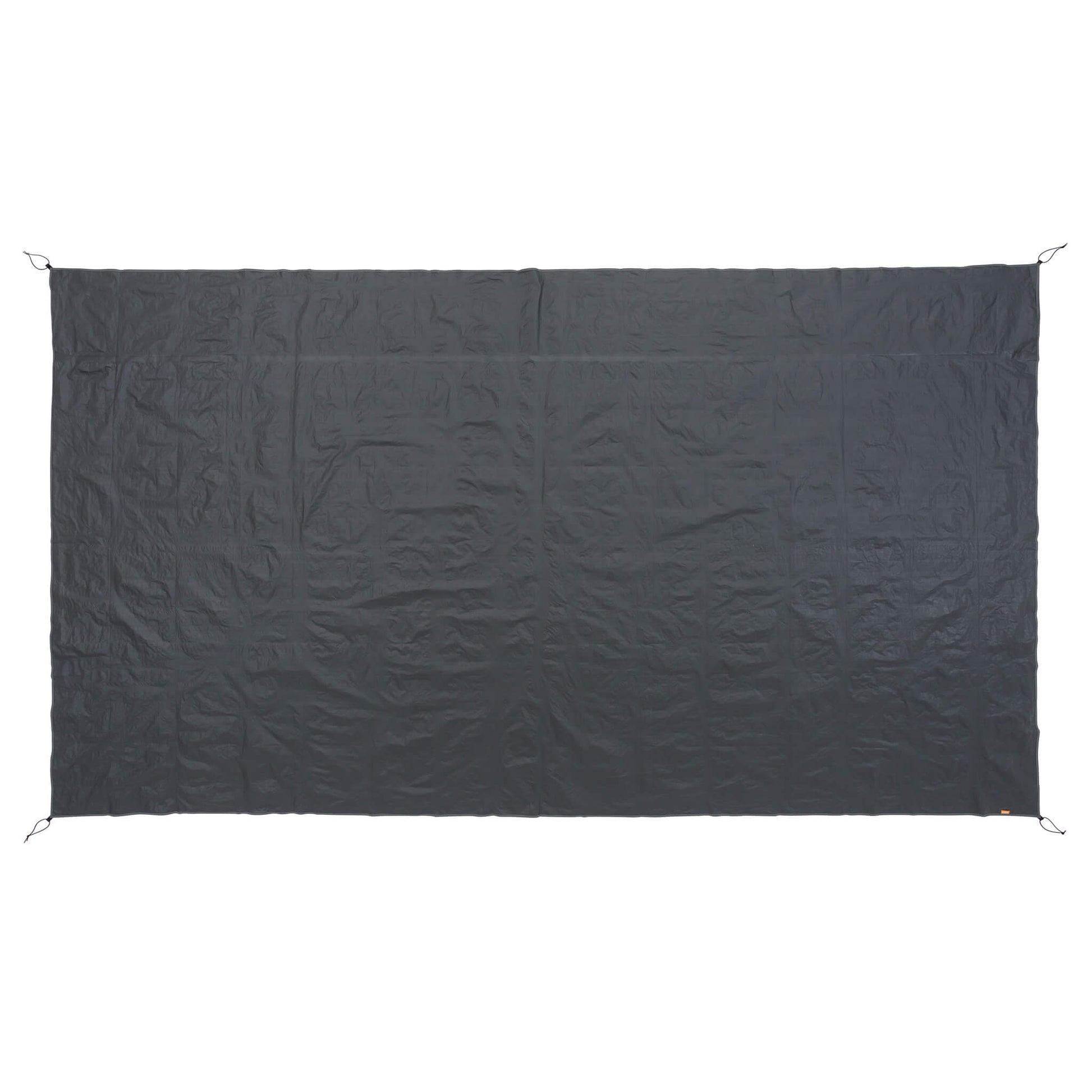 CORE 11 person extended dome tent footprint laid flat with durable gray fabric to protect the tent floor from wear and moisture.