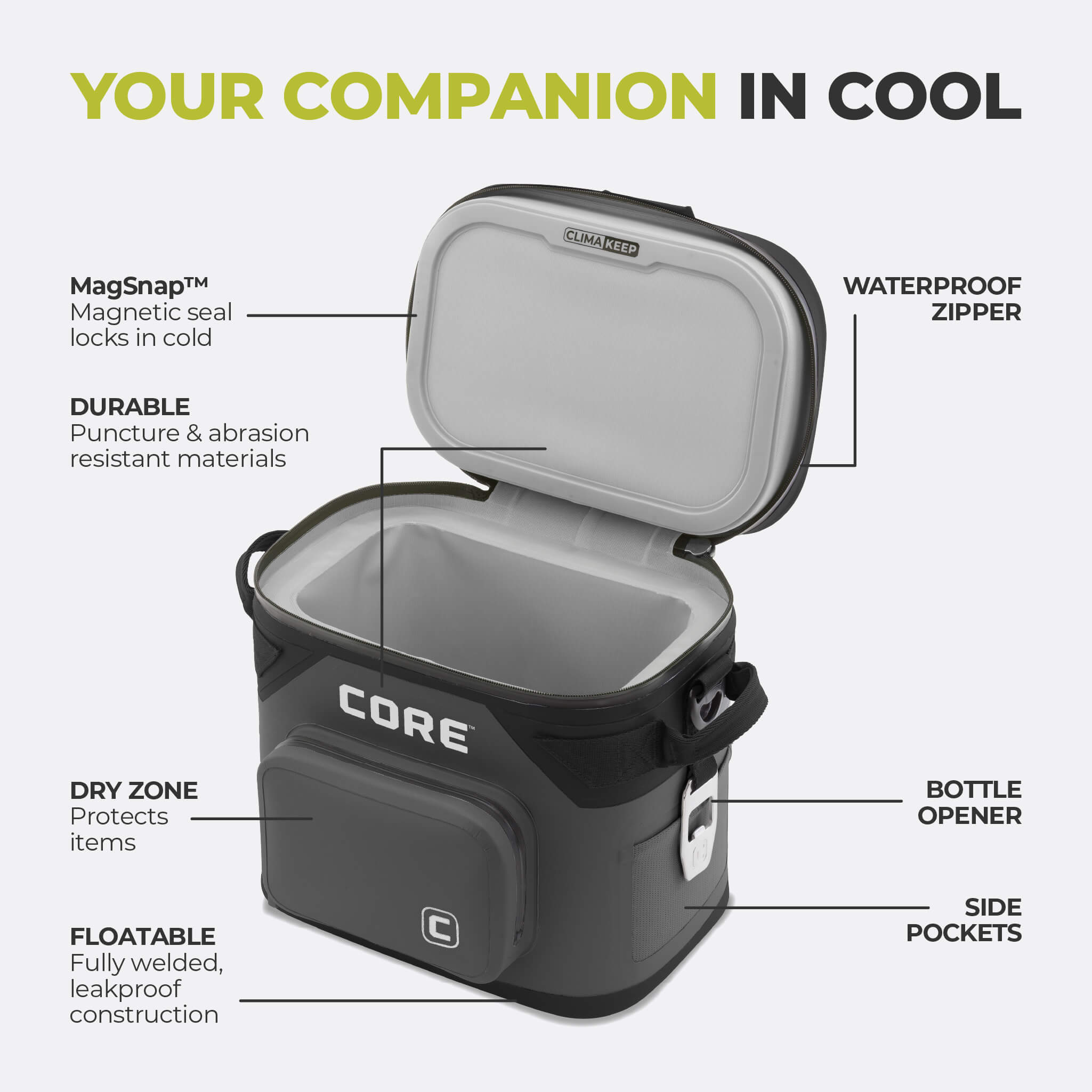 CLIMAKEEP Magnetic 12 Can Soft Cooler – Core Equipment