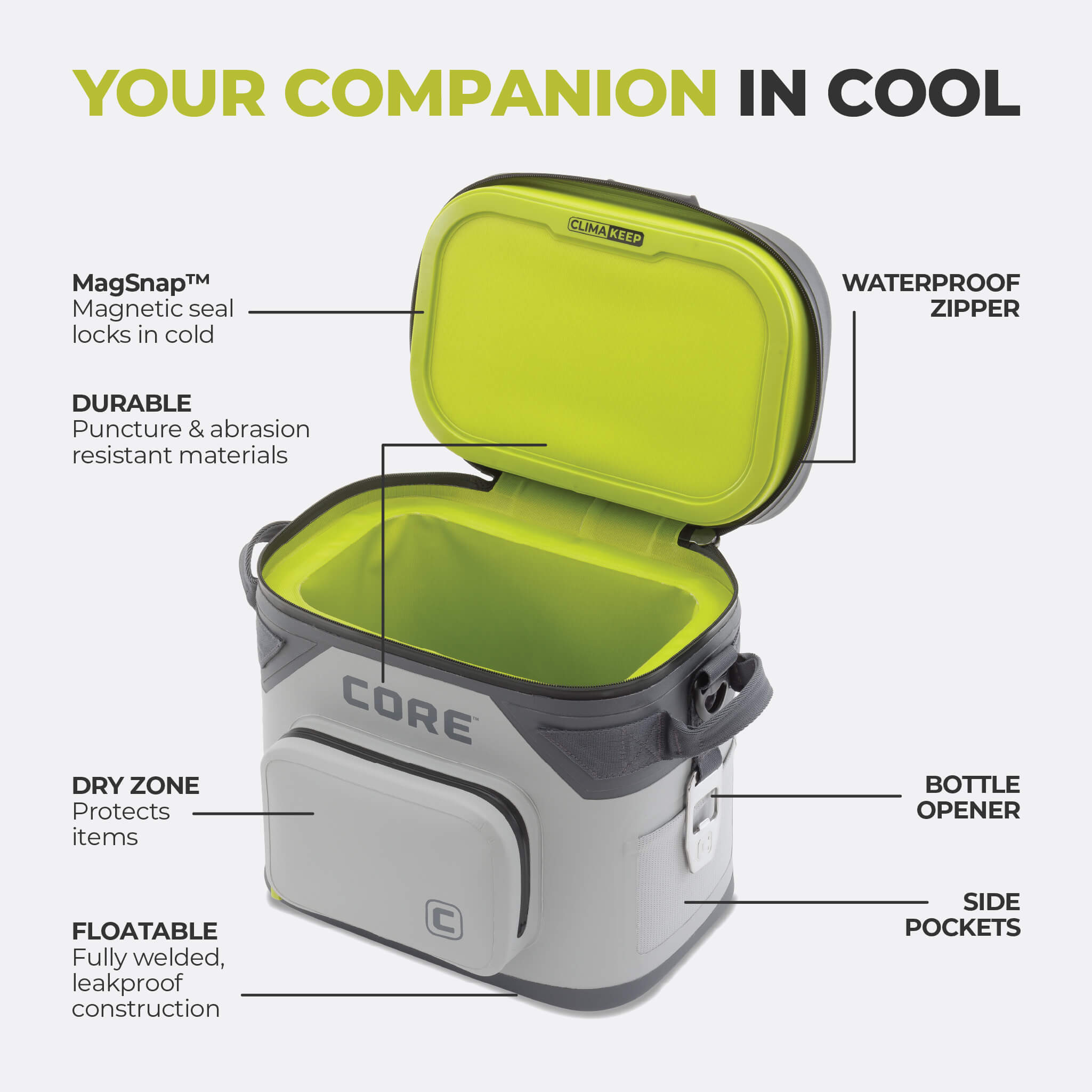 CLIMAKEEP Magnetic 12 Can Soft Cooler – Core Equipment