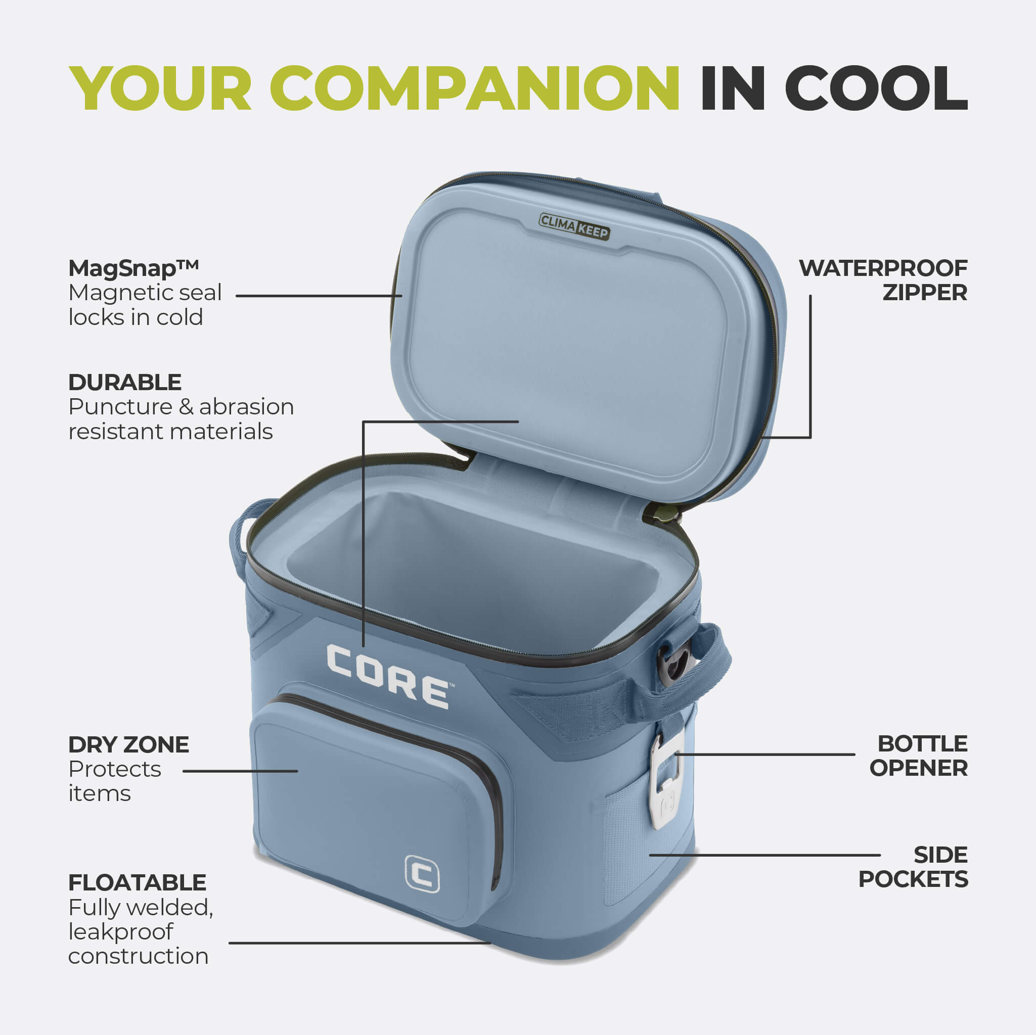 CLIMAKEEP 12 Can Magnetic Soft Cooler – Core Equipment