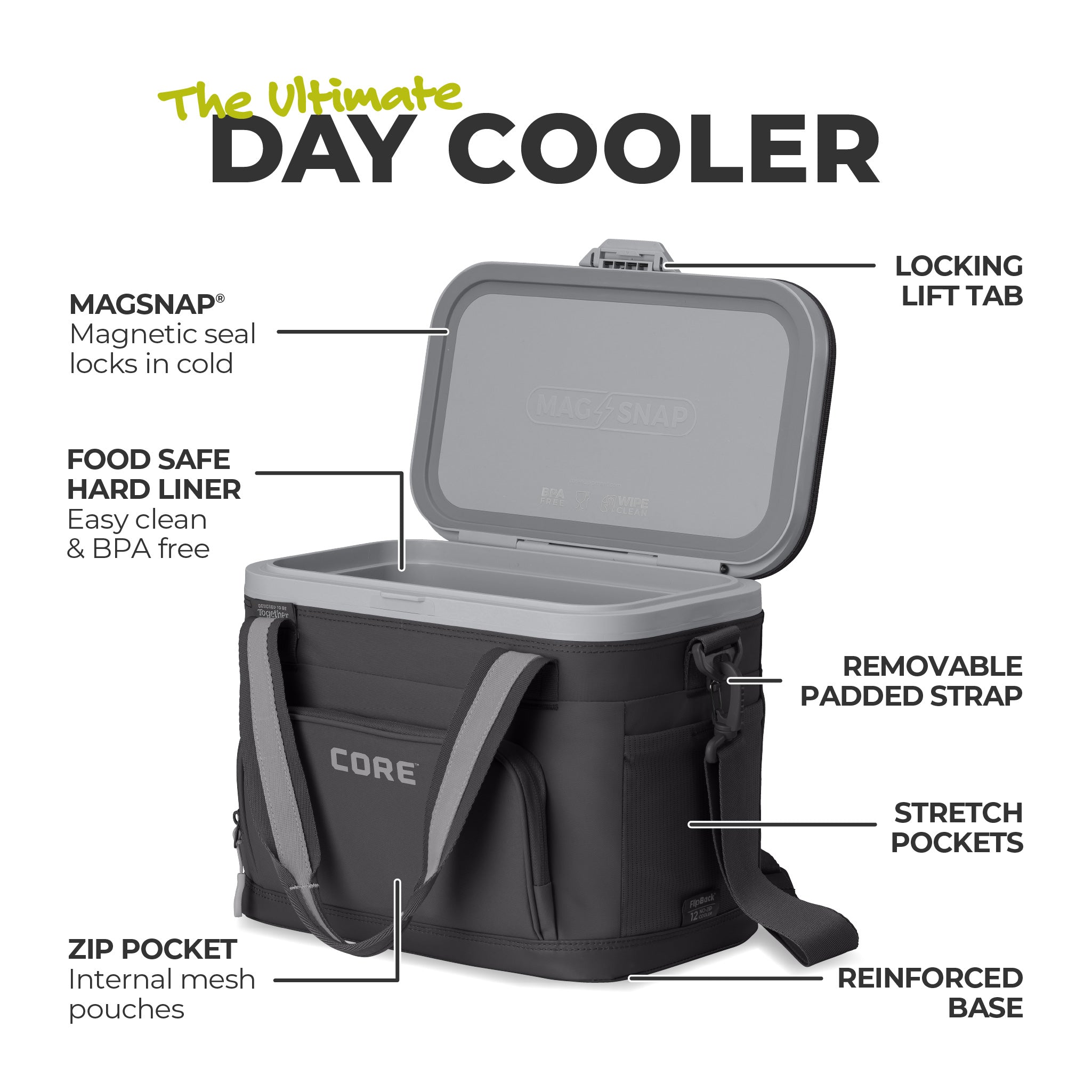 Kanapi FlipBack 12 Can No-Zip Magnetic Cooler – Core Equipment