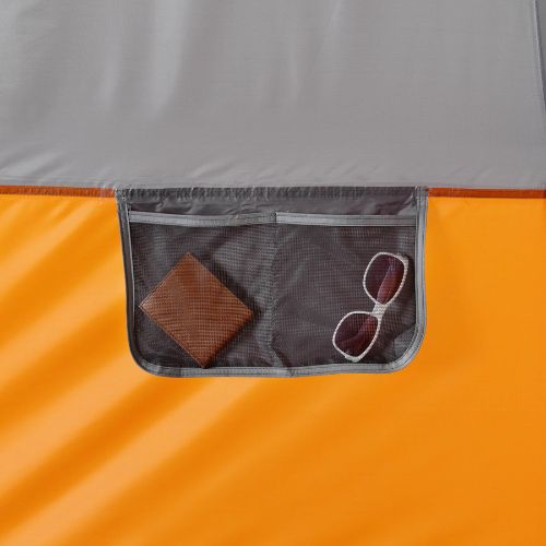 Close up of storage pocket on CORE 12 person straight wall cabin tent.