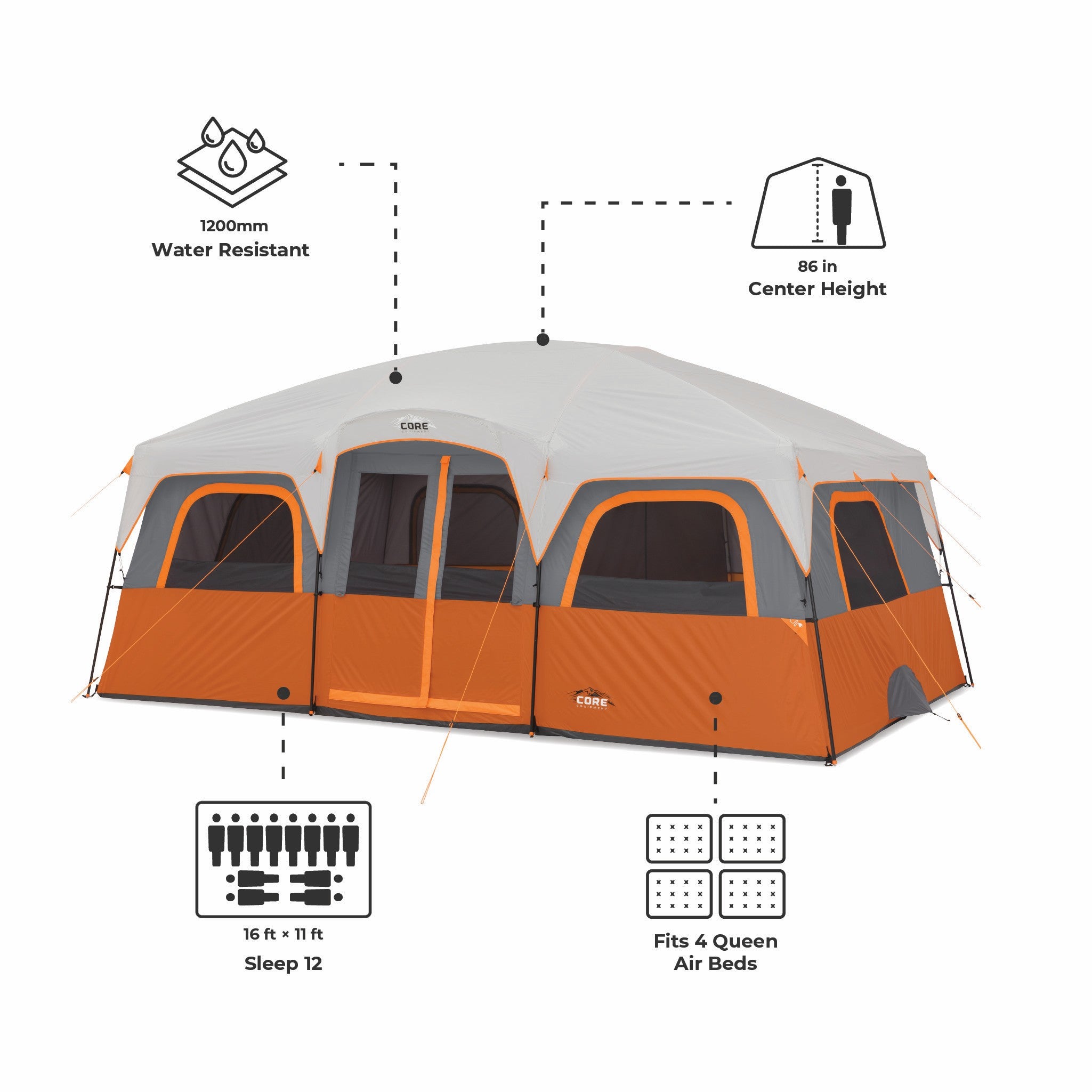 12 Person Straight Wall Cabin Tent – Core Equipment