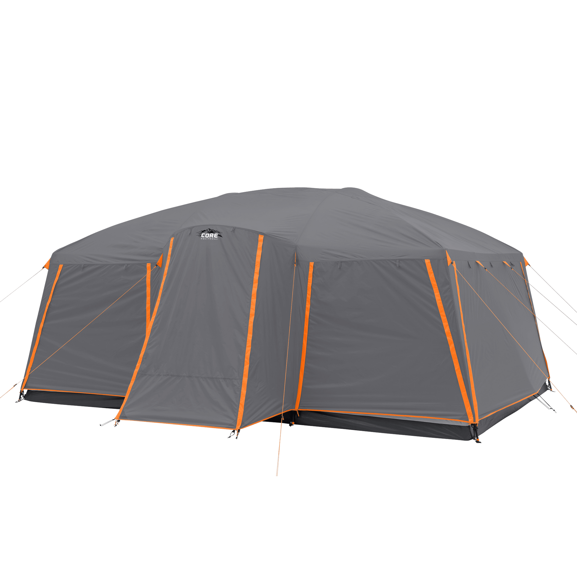 CORE 12 person straight wall cabin tent with full rainfly, tall center height, and spacious design for family camping.