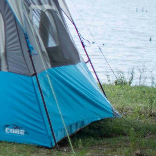 View showing the ventilation ground vent on the CORE 12 person lighted instant cabin tent.