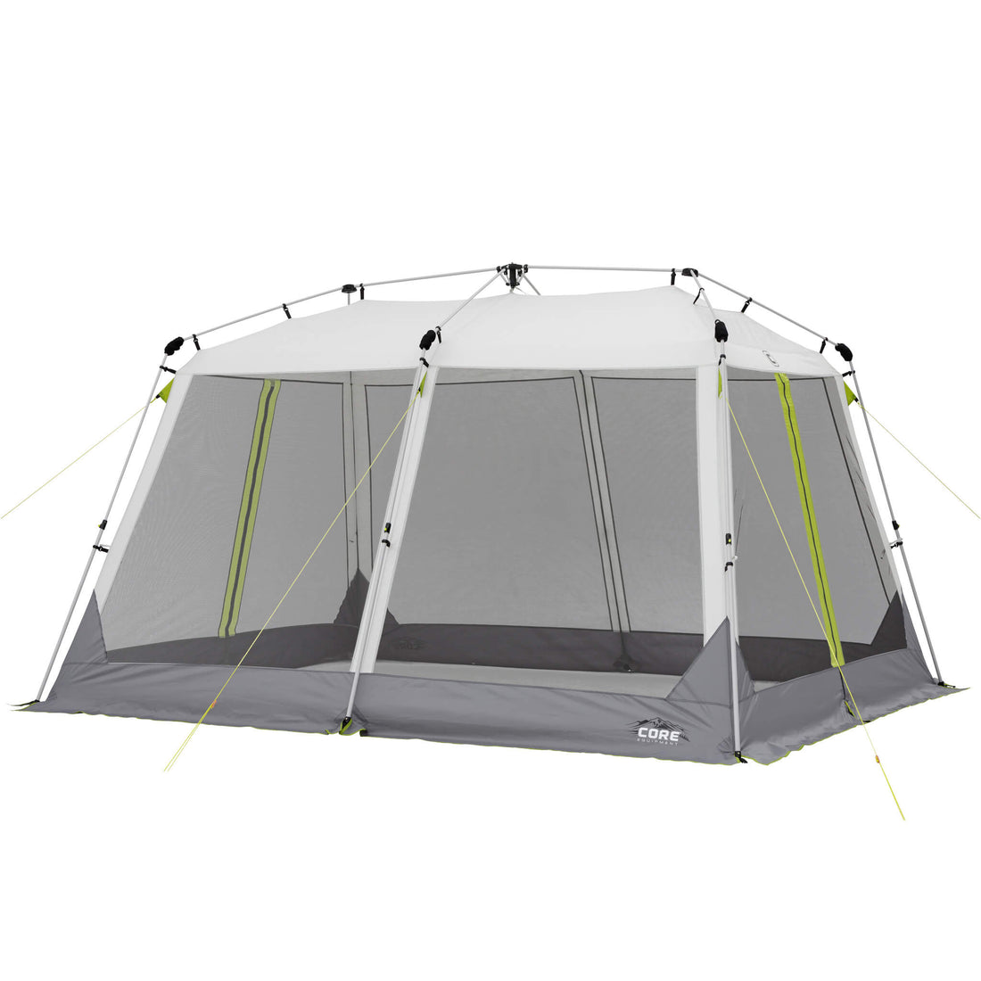 CORE 12x10 instant screen house with gray body, mesh walls, and lime accents, shown for selecting replacement parts specific to model #40056.