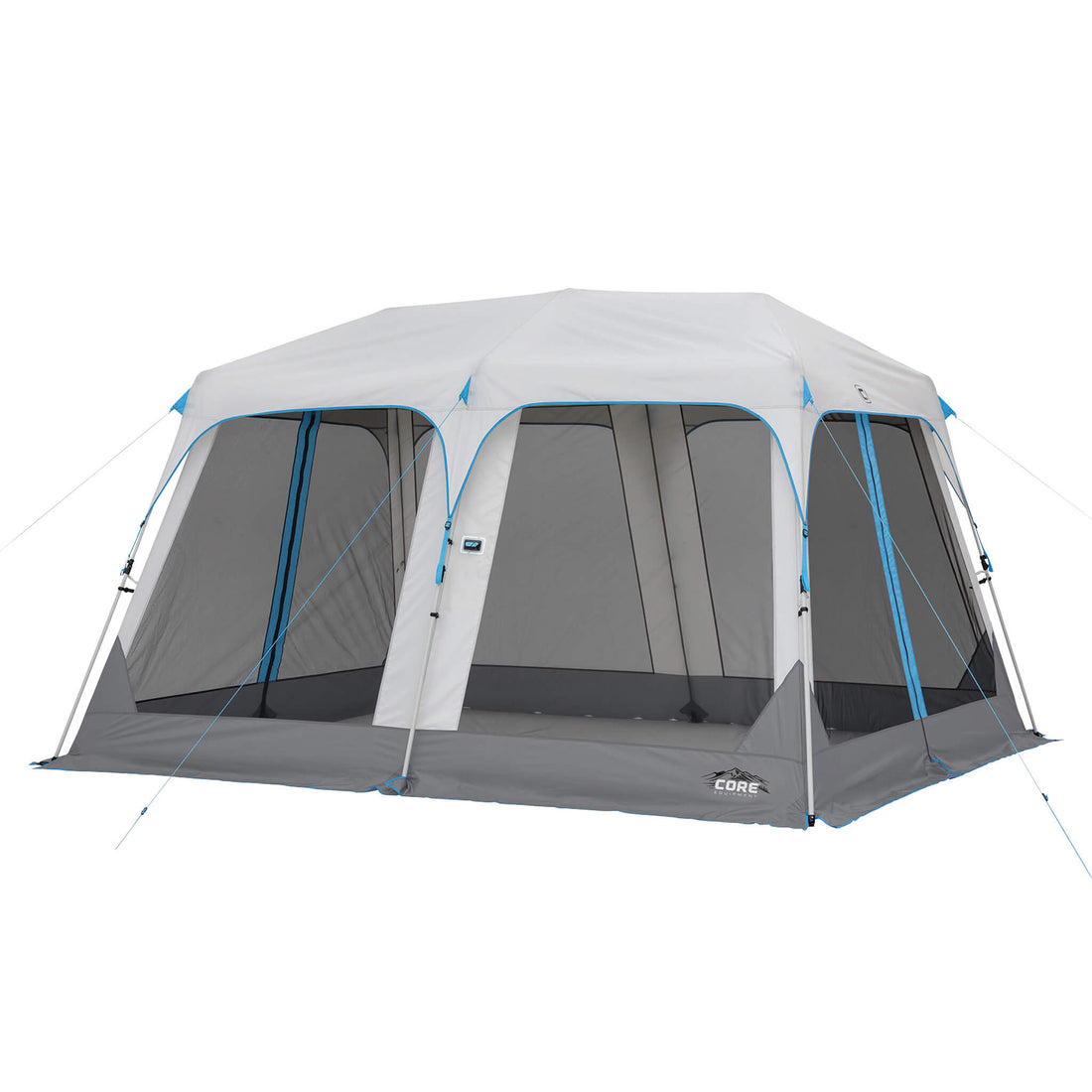 CORE 12x10 lighted instant screen house with gray body, mesh walls, and blue accents, shown for selecting replacement parts specific to model #40213.