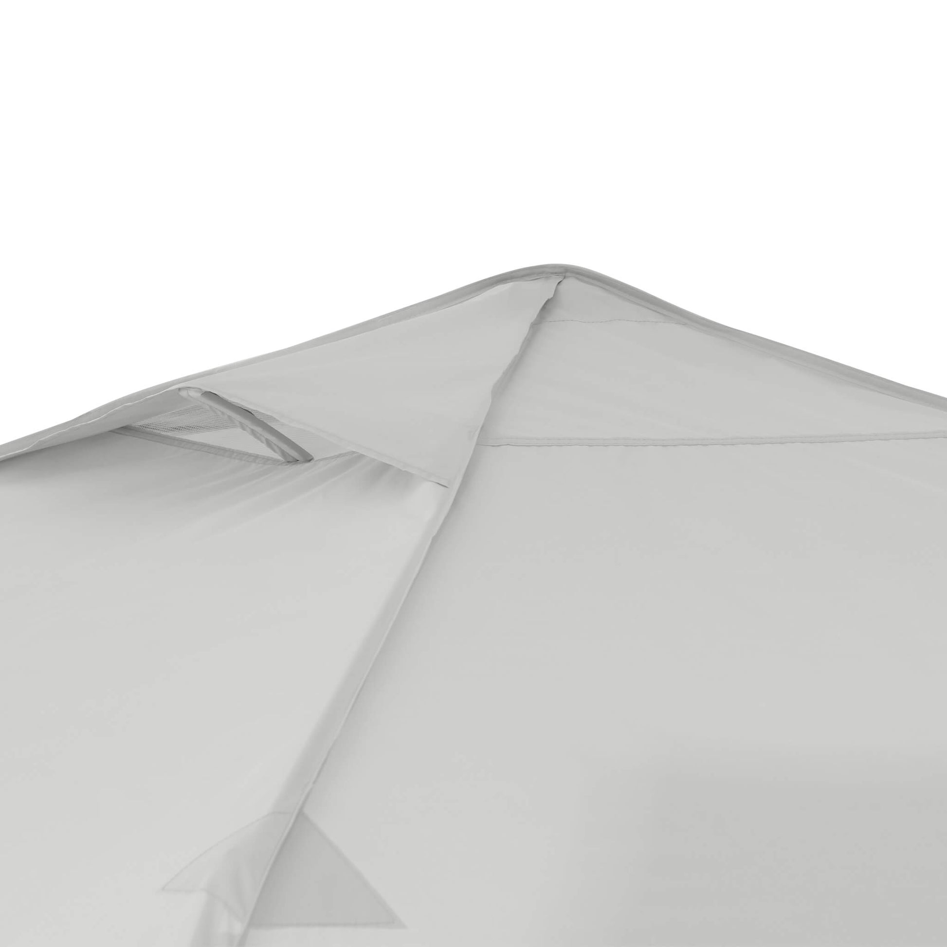 Detailed view of vented roof on the CORE 13x13 Center Push canopy top in gray, designed for increased airflow and heat reduction.