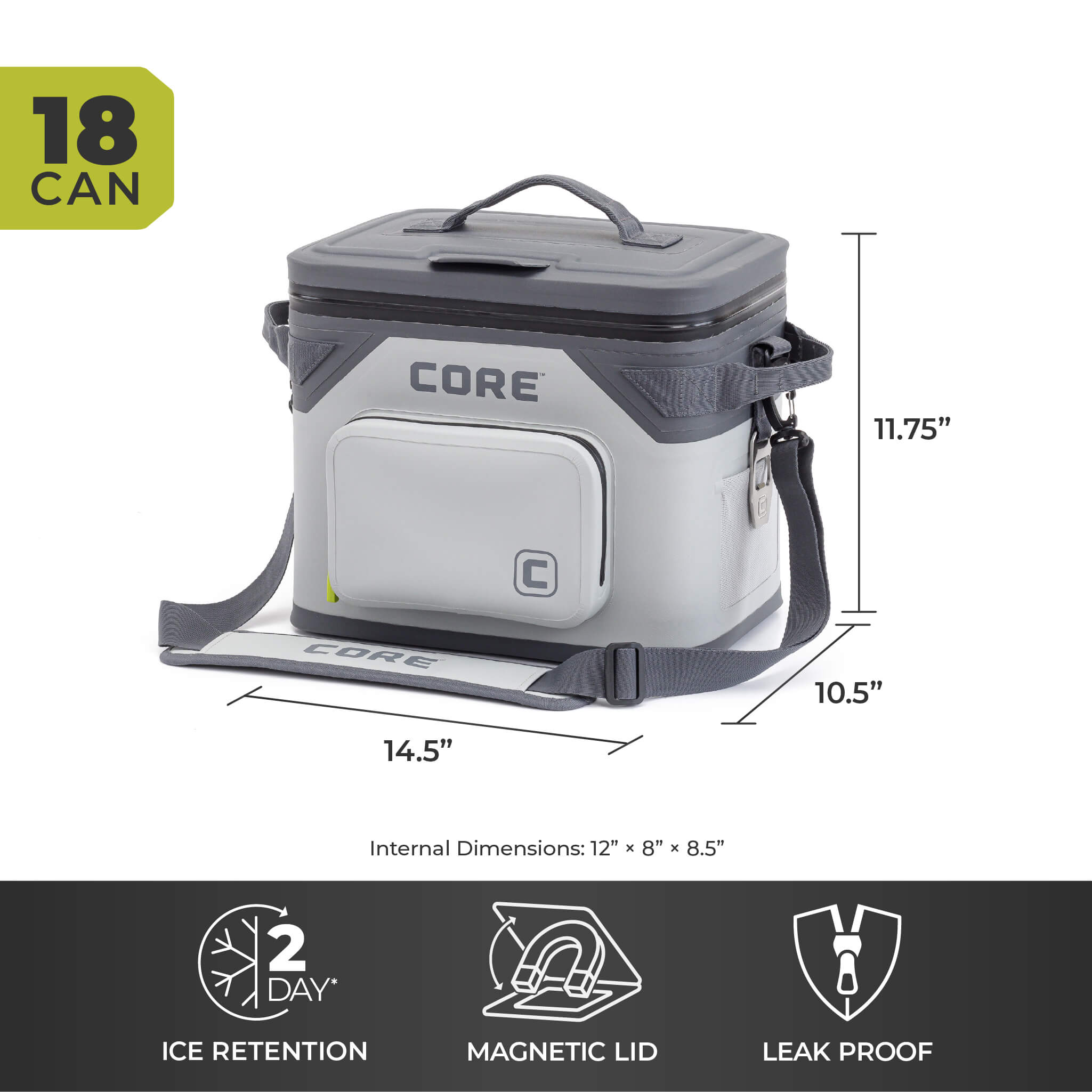 Magnetic 18-Can Soft Cooler | Tailgate-Ready | CORE Equipment