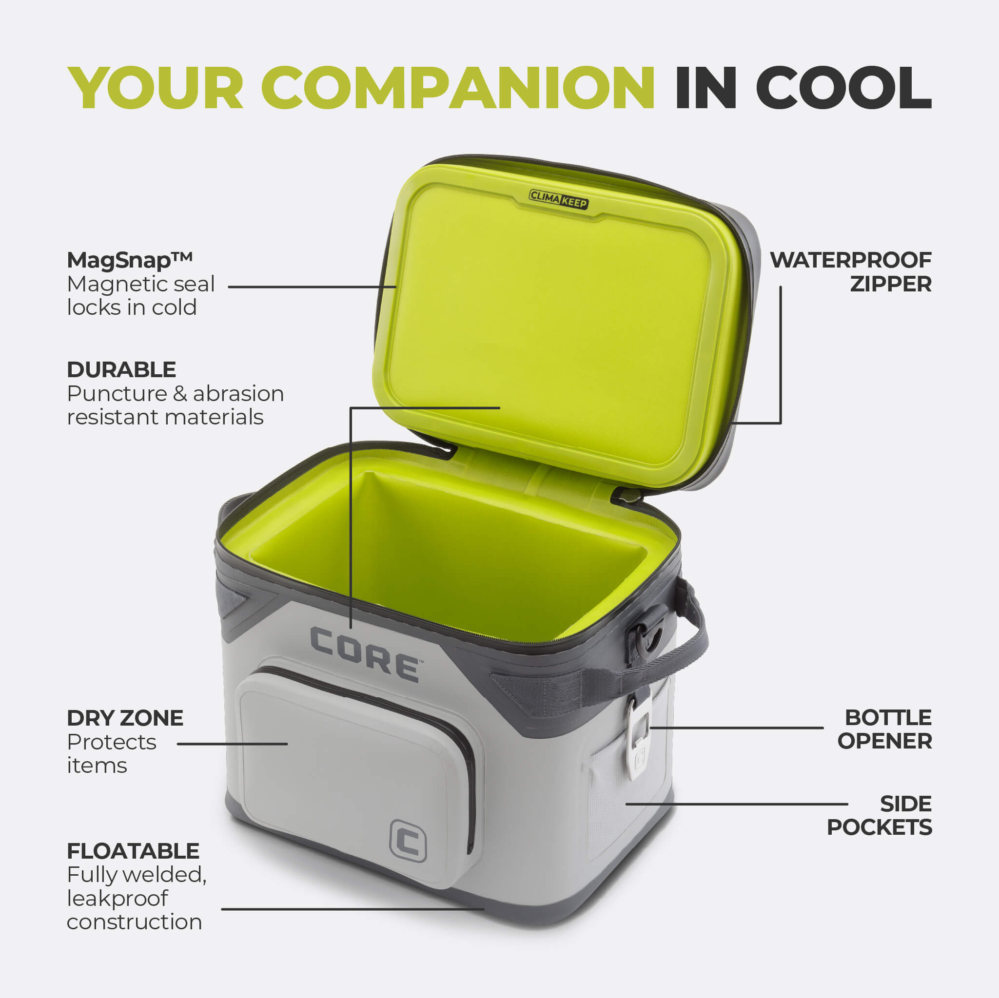 Magnetic 18-Can Soft Cooler | Tailgate-Ready | CORE Equipment