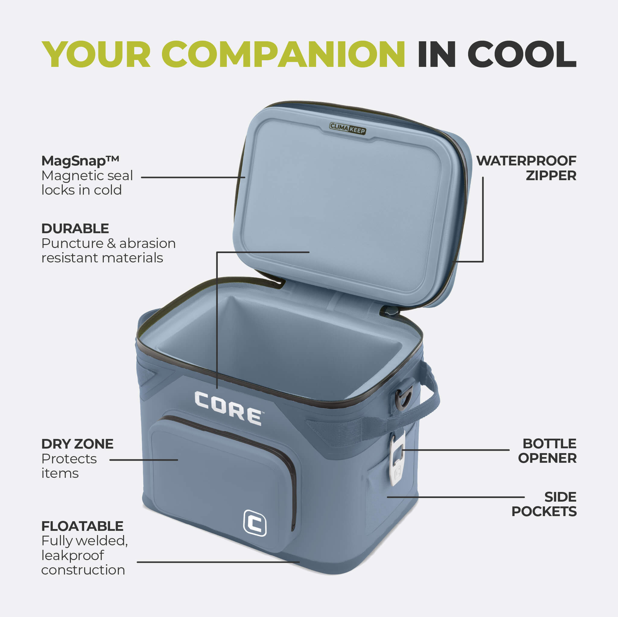 CLIMAKEEP Magnetic 18 Can Soft Cooler – Core Equipment