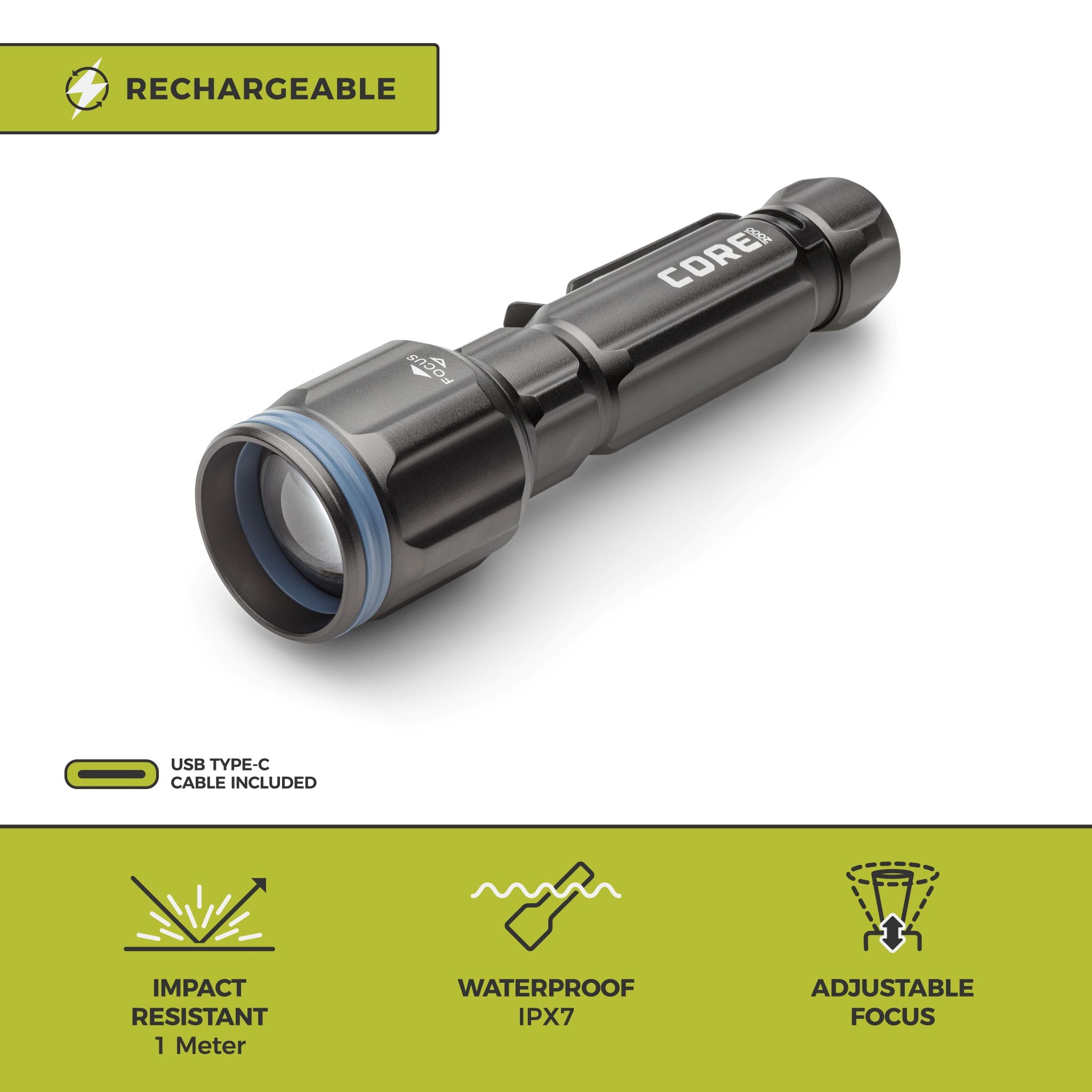 2000 Lumen Rechargeable Flashlight