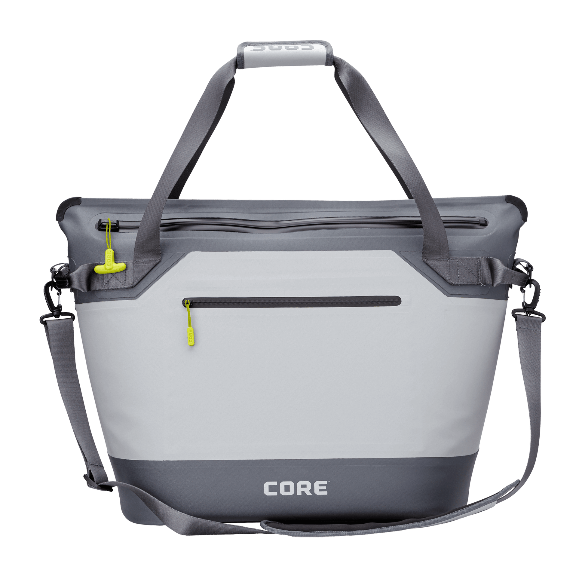 CORE 30 can performance cooler in gray with leakproof design, durable straps, and secure front zipper pocket.