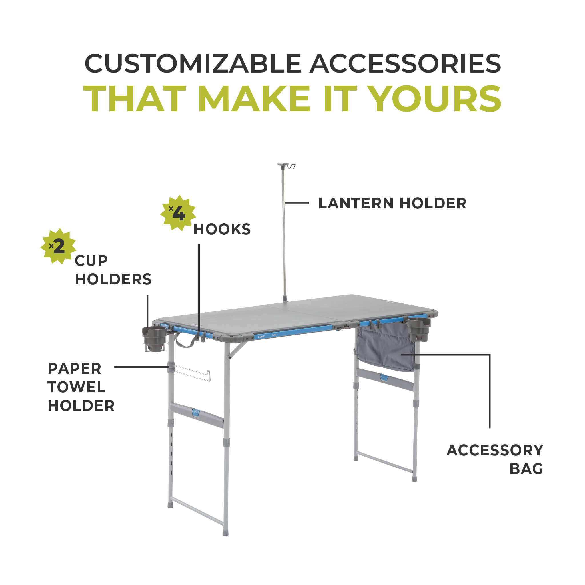 4 Foot FlexRail Outdoor Camp Table – Core Equipment
