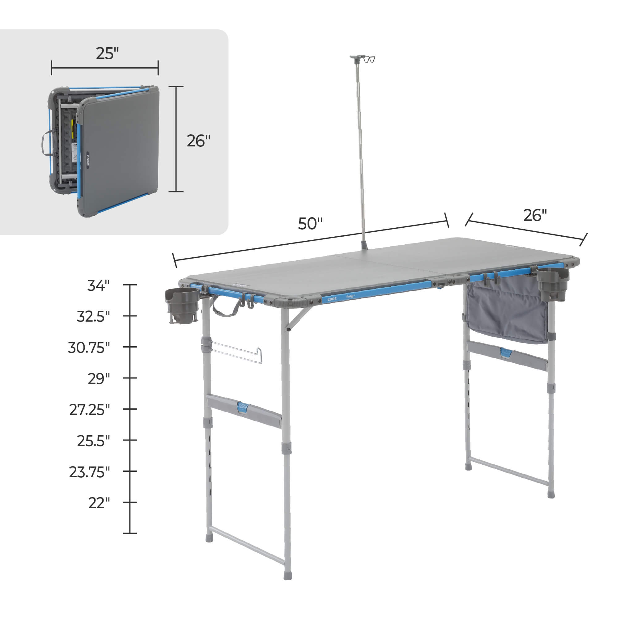 4 Foot Camp Table with FlexRail Accessory System – Core Equipment