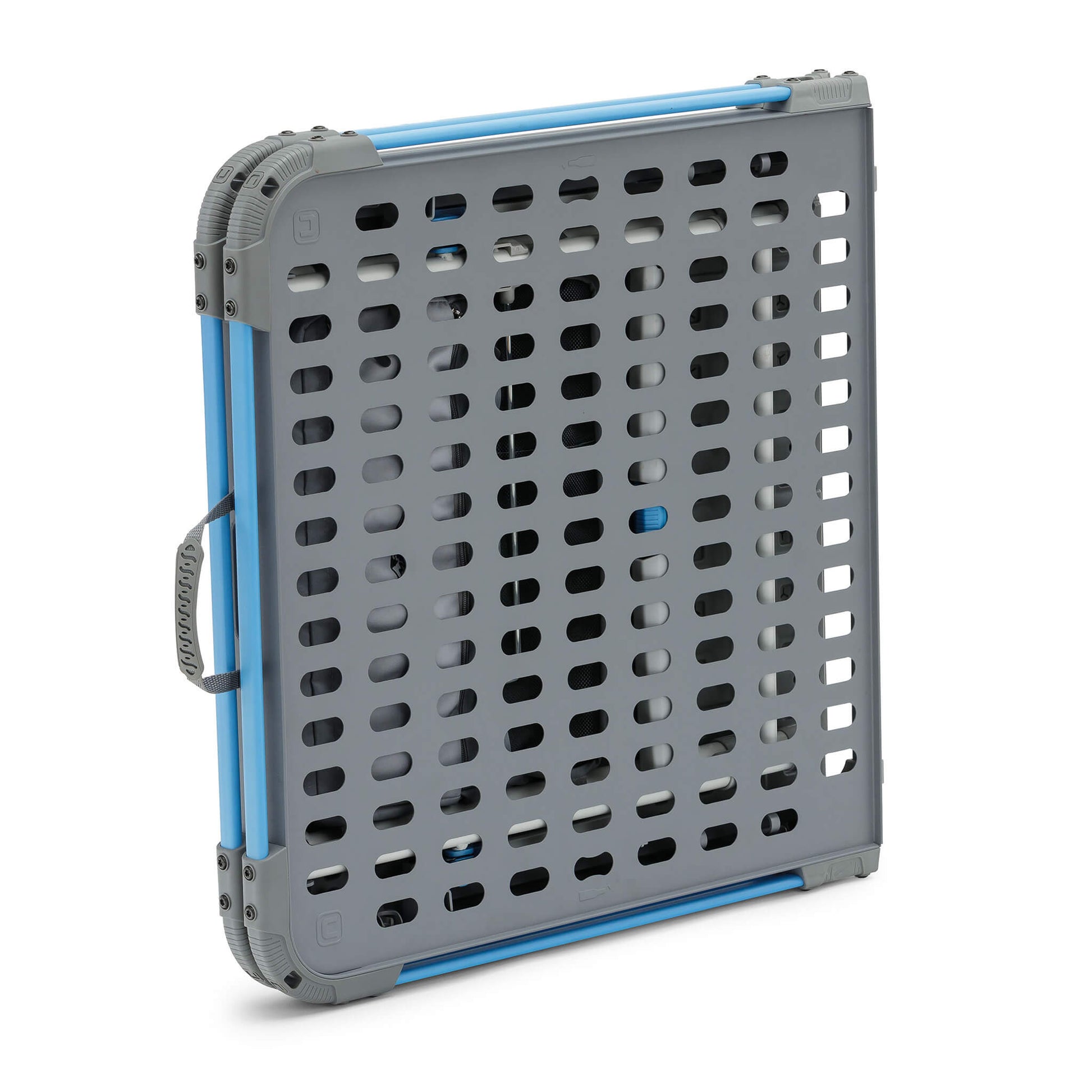 CORE folding cook table shown folded for compact transport and easy storage.