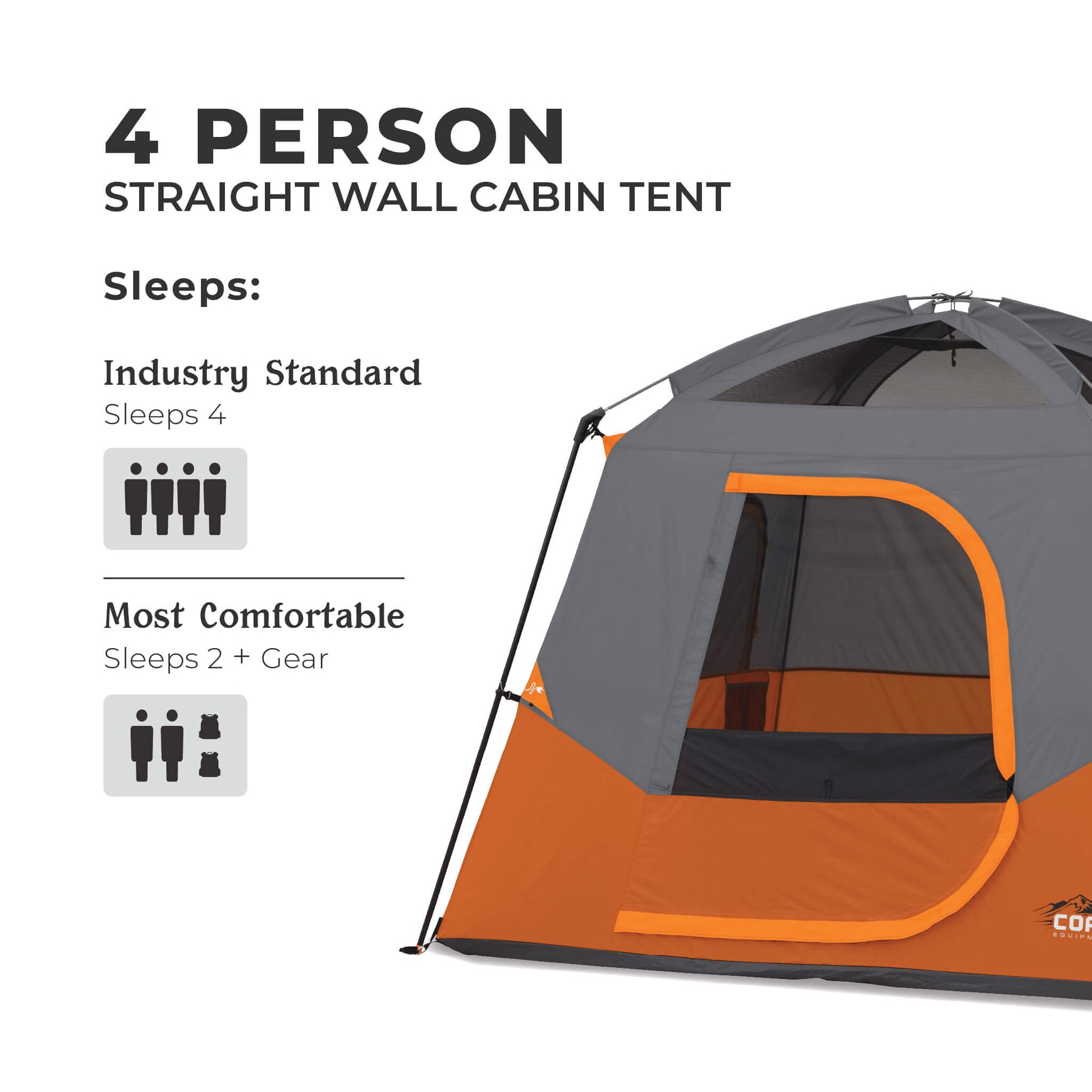 Core 4-Person Straight Wall Cabin Tent