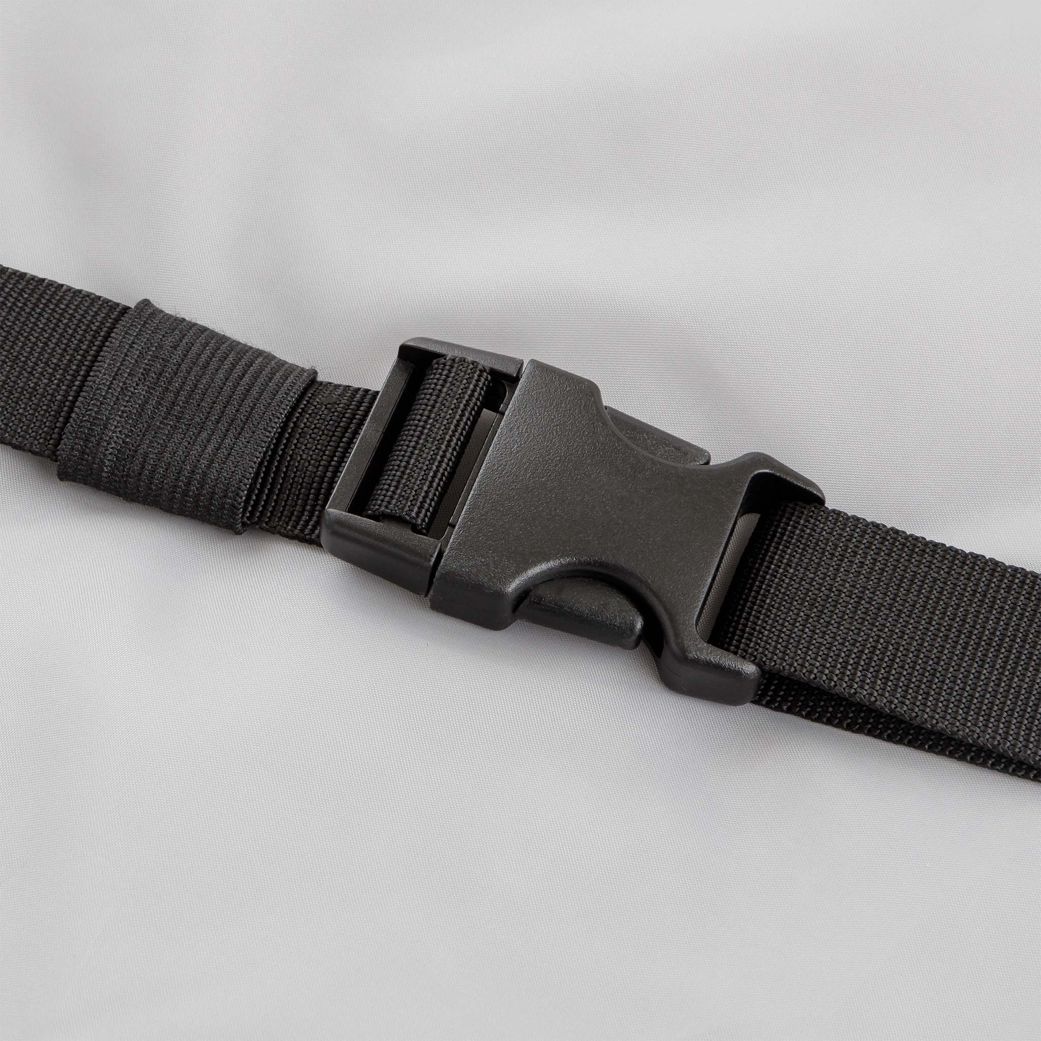 Two straps being shown buckled together.