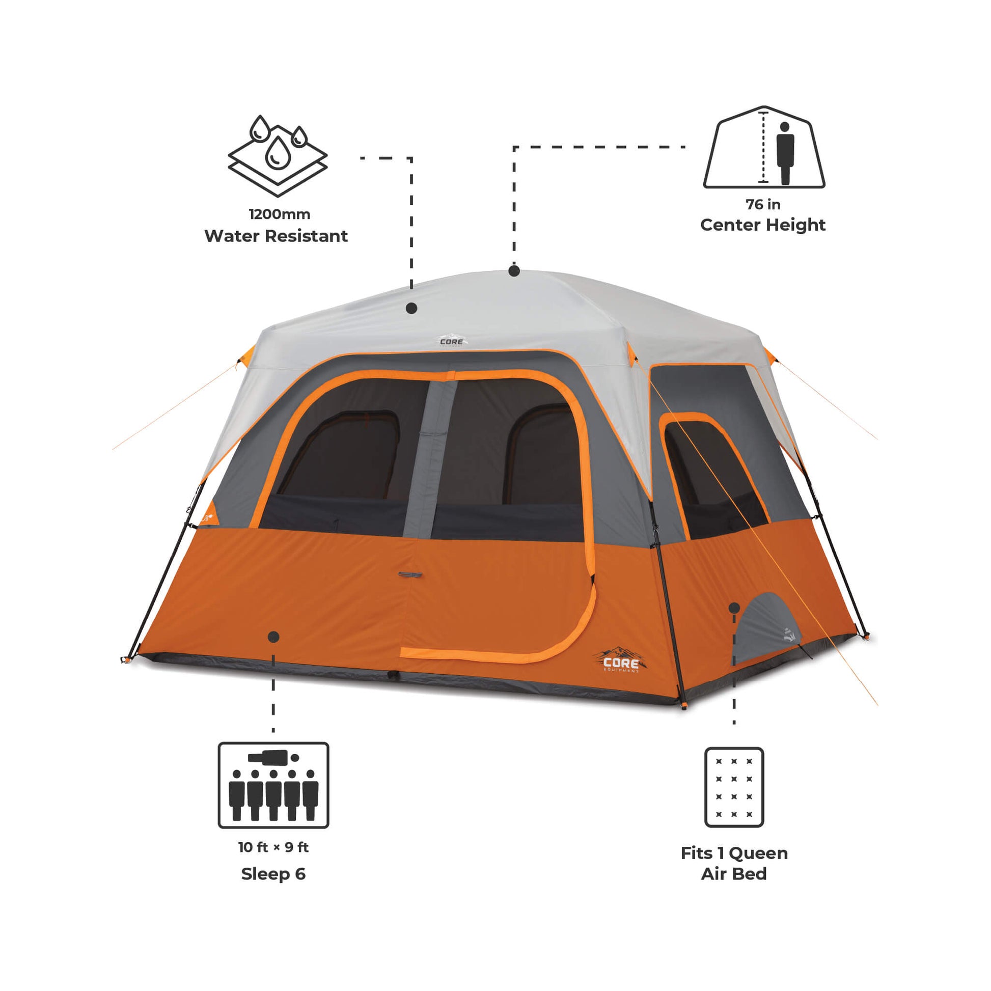 rocktrail 6 person tent 6 Person Straight Wall Cabin Tent