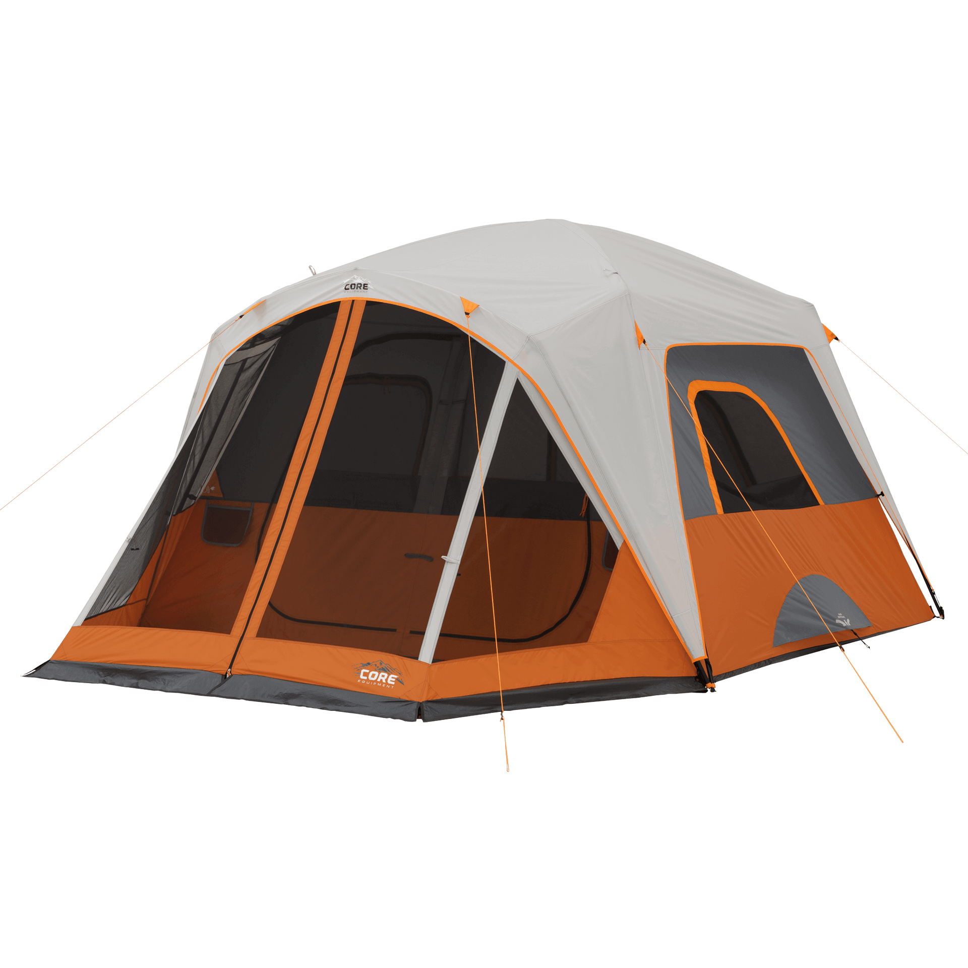 6 Person Straight Wall Cabin Tent with Screen Room - Orange