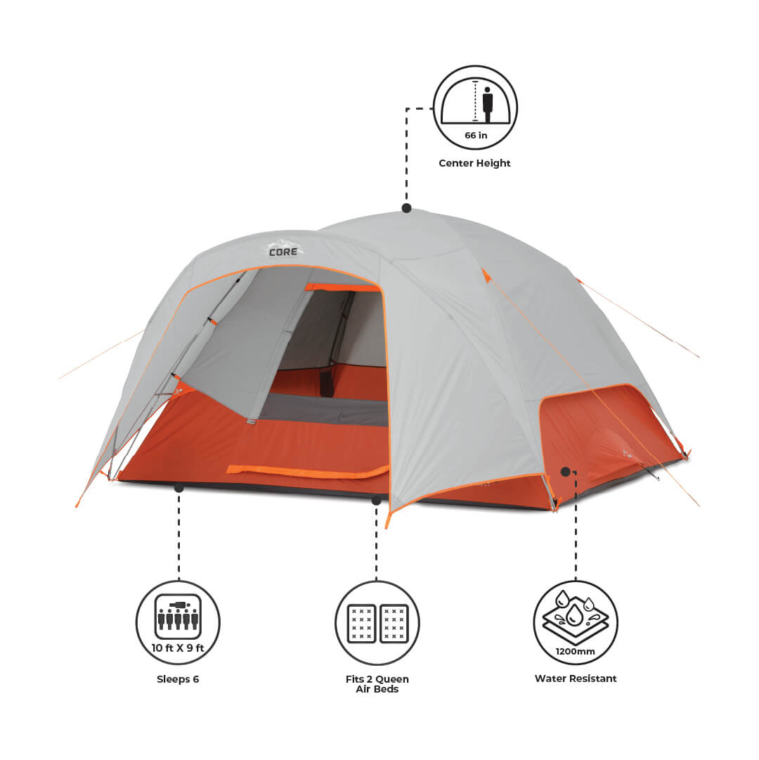 6 Person Dome Plus Tent with Vestibule – Core Equipment