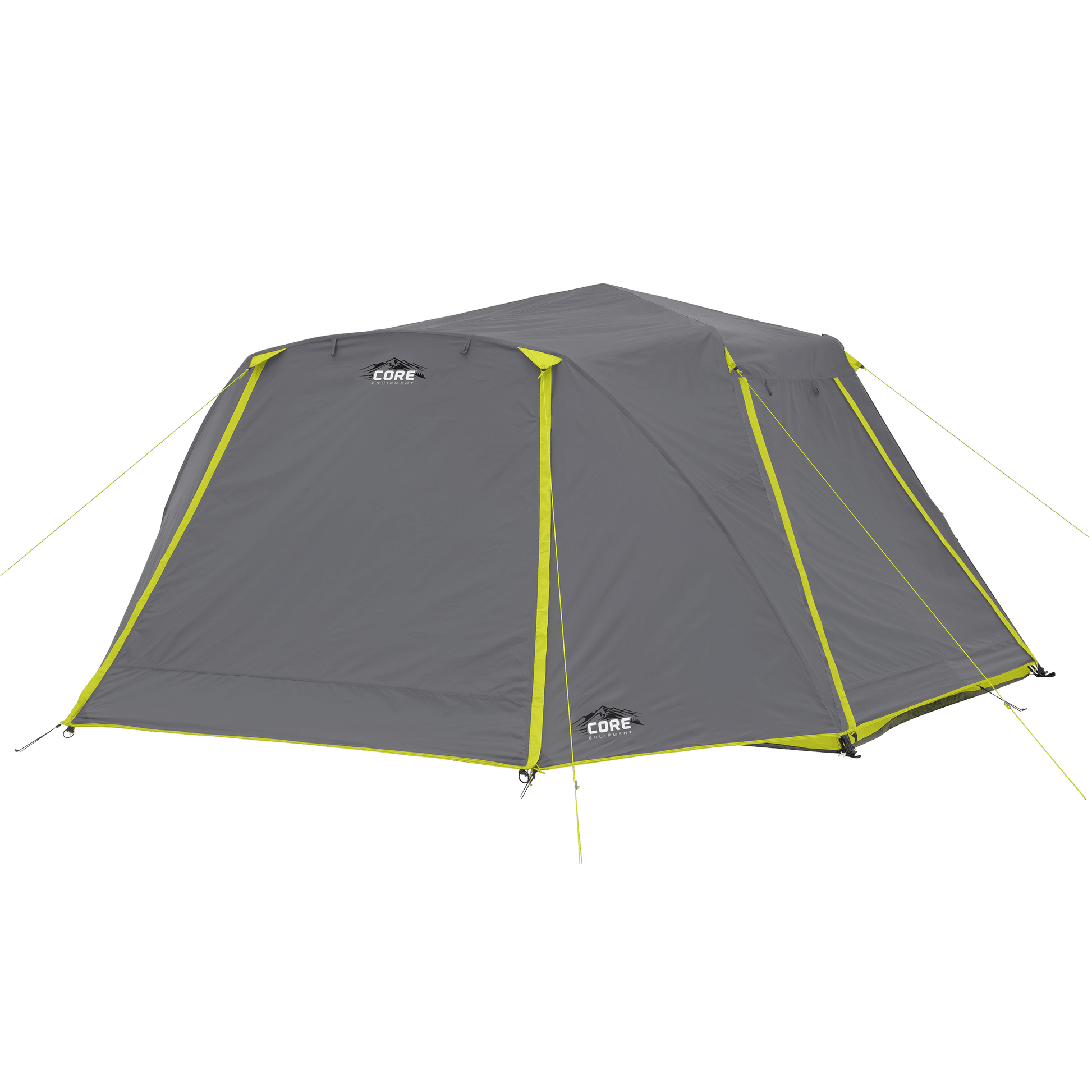 CORE 6 person instant cabin tent with full coverage rainfly, pre-attached poles, and durable design for quick outdoor setup.