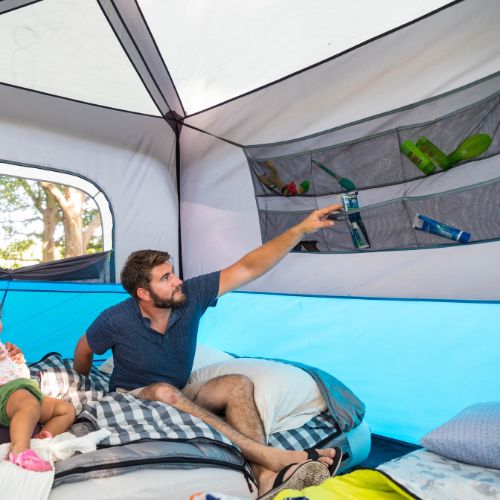 Inside view of the CORE 6 person lighted instant cabin tent storage pockets.
