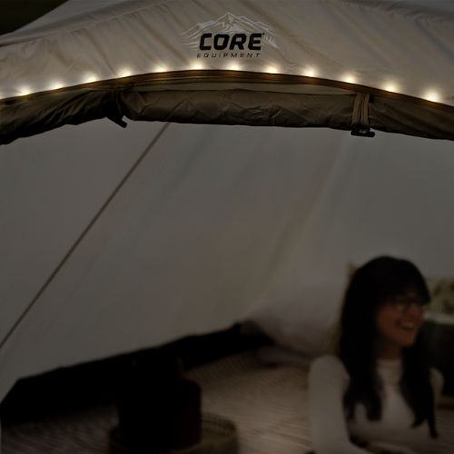Close-up of lights on CORE 6 person bell tent.