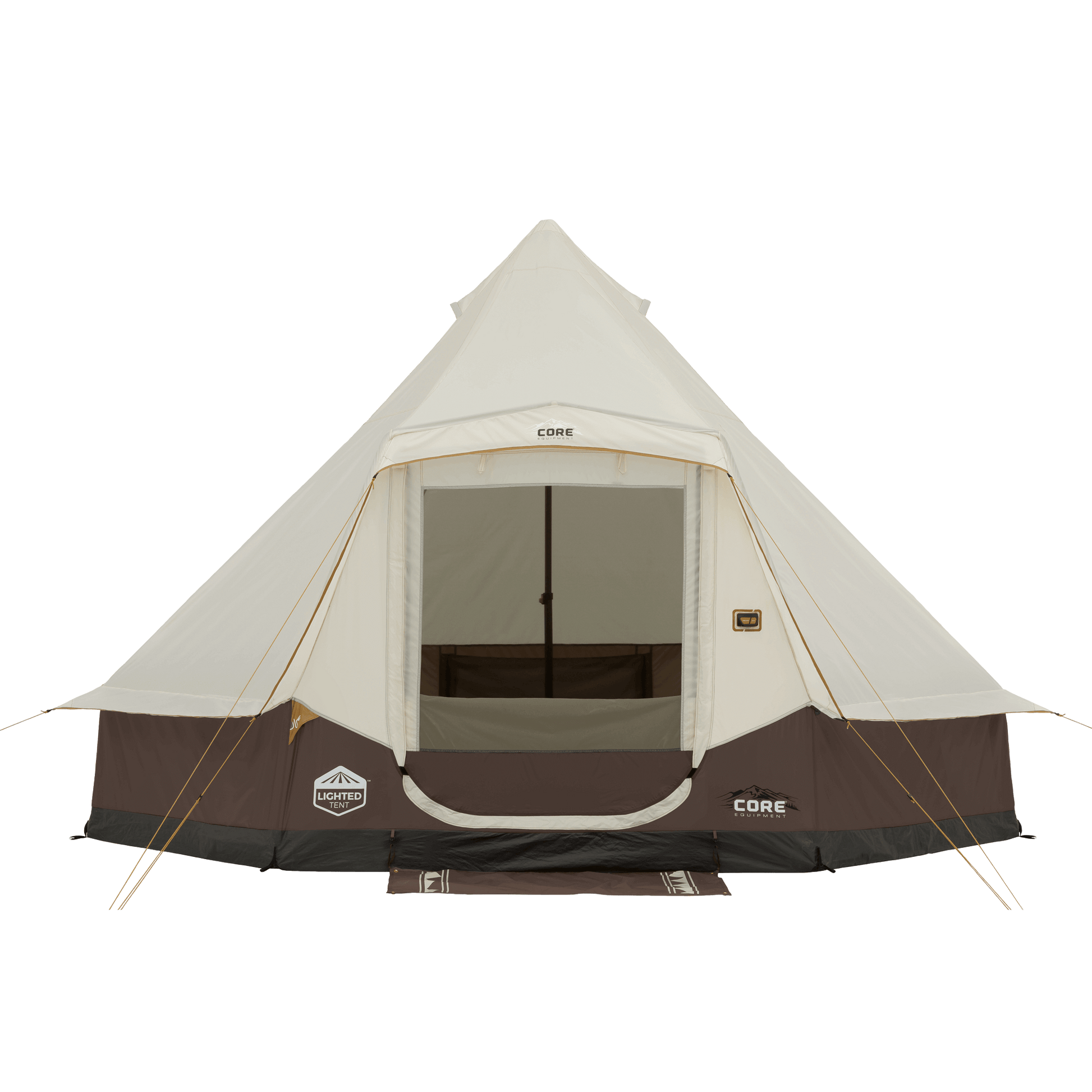 CORE 6 person lighted bell tent with tall peak height, circular floor plan, and durable weather-resistant construction.