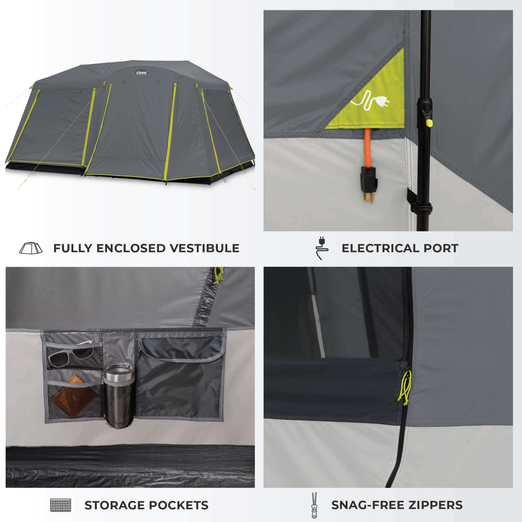 トップス eLLa tent cardboard sweat (gray) 9 Person Instant Cabin Tent – Core Equipment