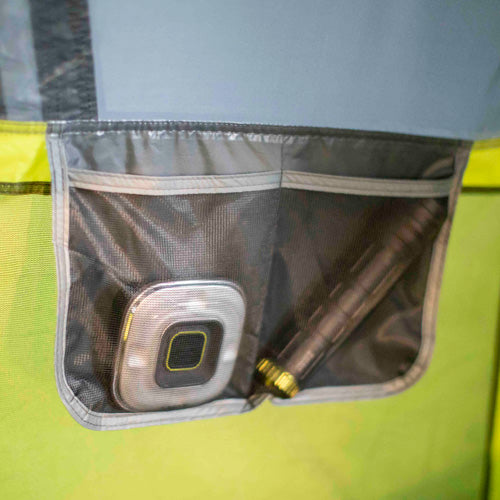 Closeup of storage pocket inside a CORE tent.