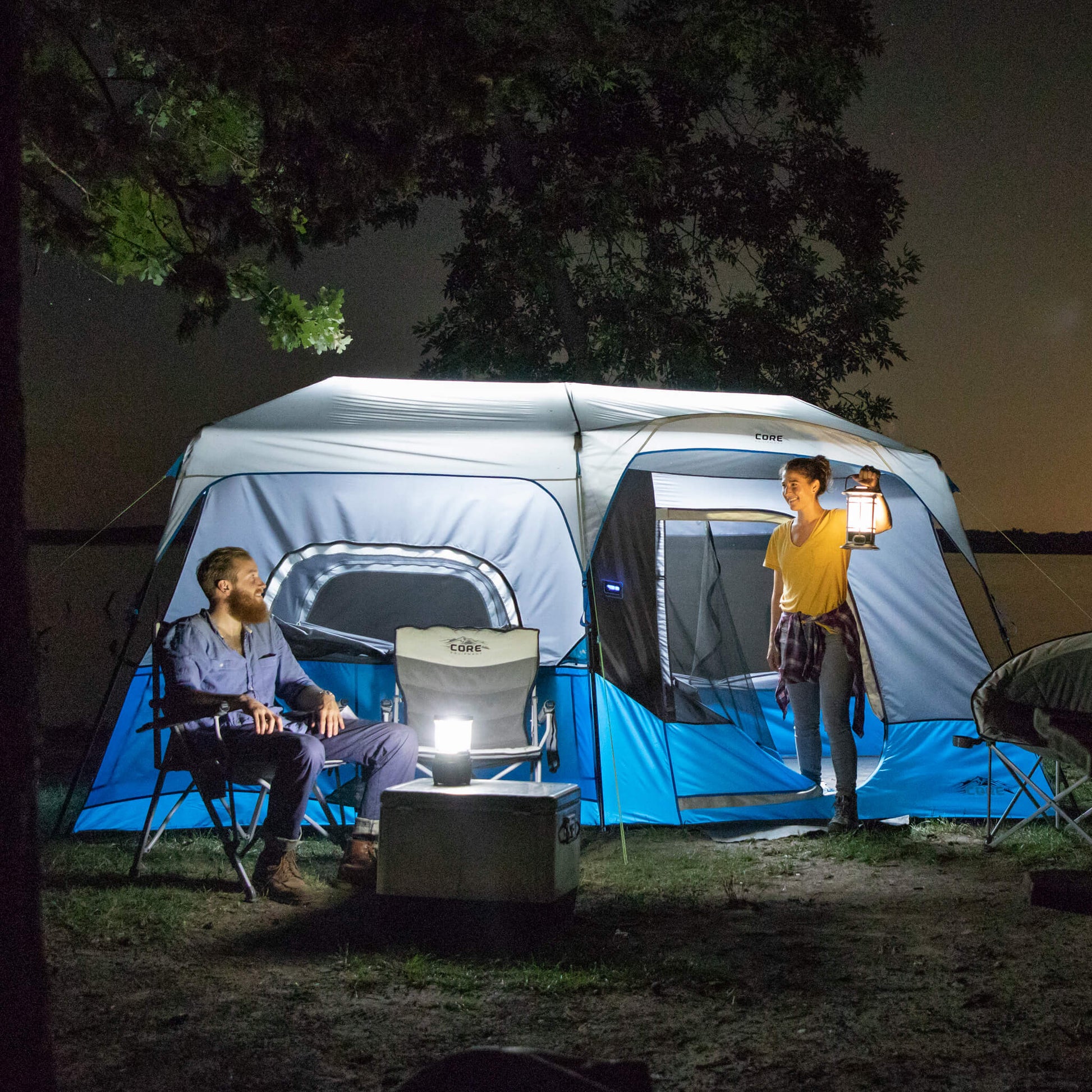 core cabin tents Core Equipment 9-Person Lighted Instant Cabin Tent